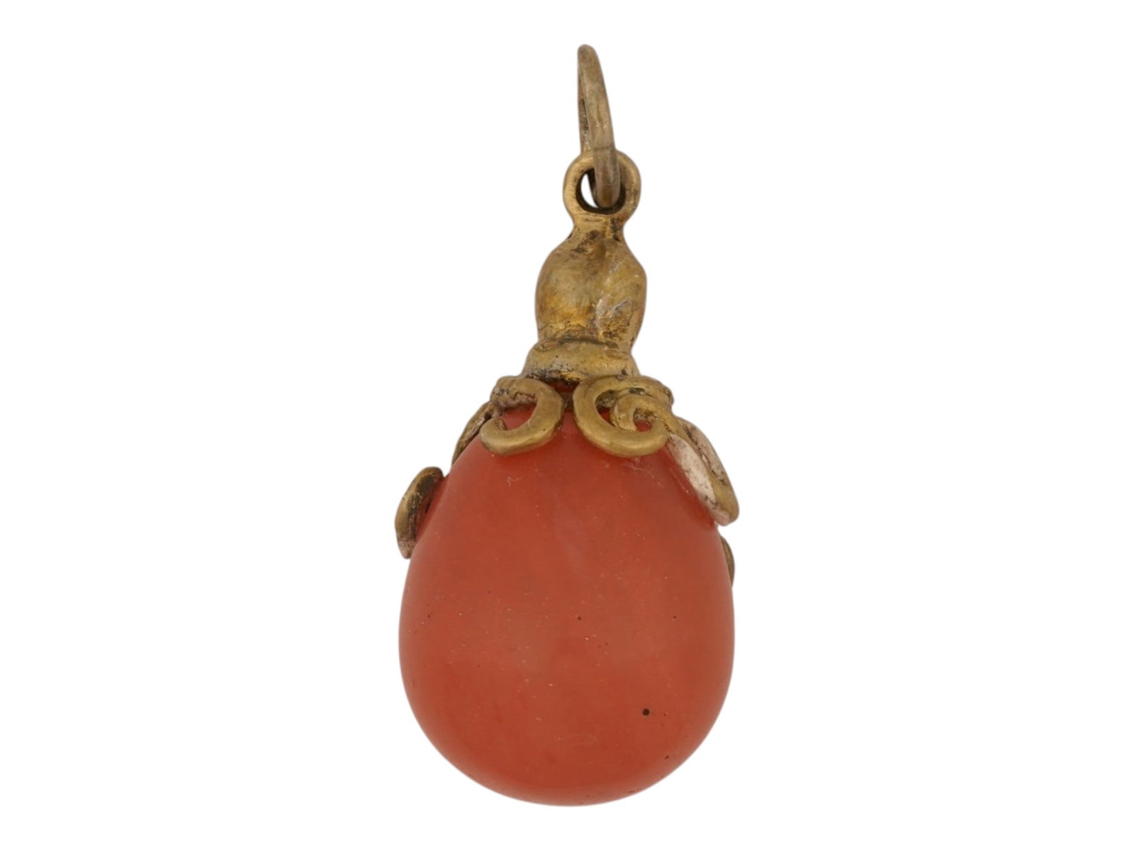 RUSSIAN SILVER AND ROSE QUARTZ EASTER EGG PENDANT - 2