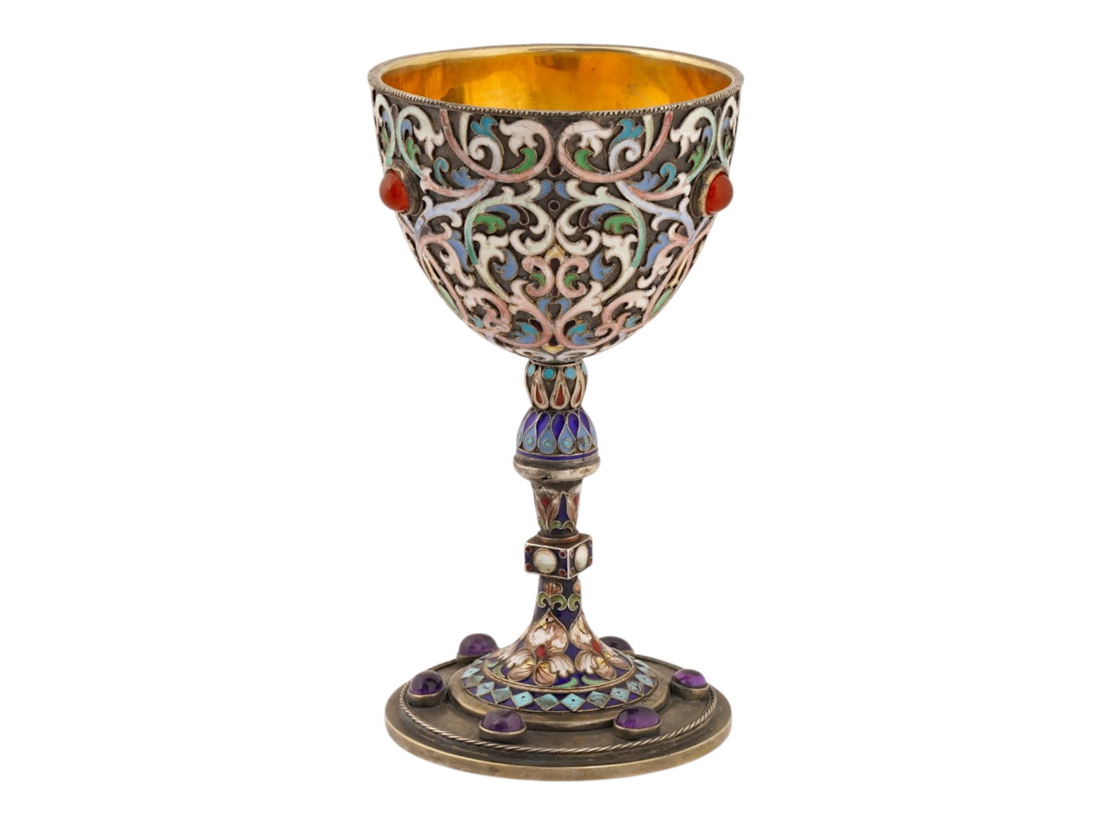 RUSSIAN IMPERIAL SILVER GILT ENAMEL JUDAICA KIDDUSH CUP (1 of 10)