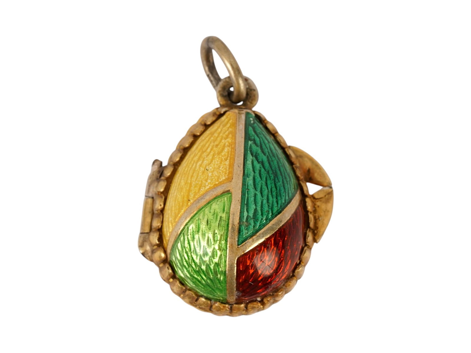 RUSSIAN 84 SILVER ENAMEL LOCKET EASTER EGG PENDANT - 2
