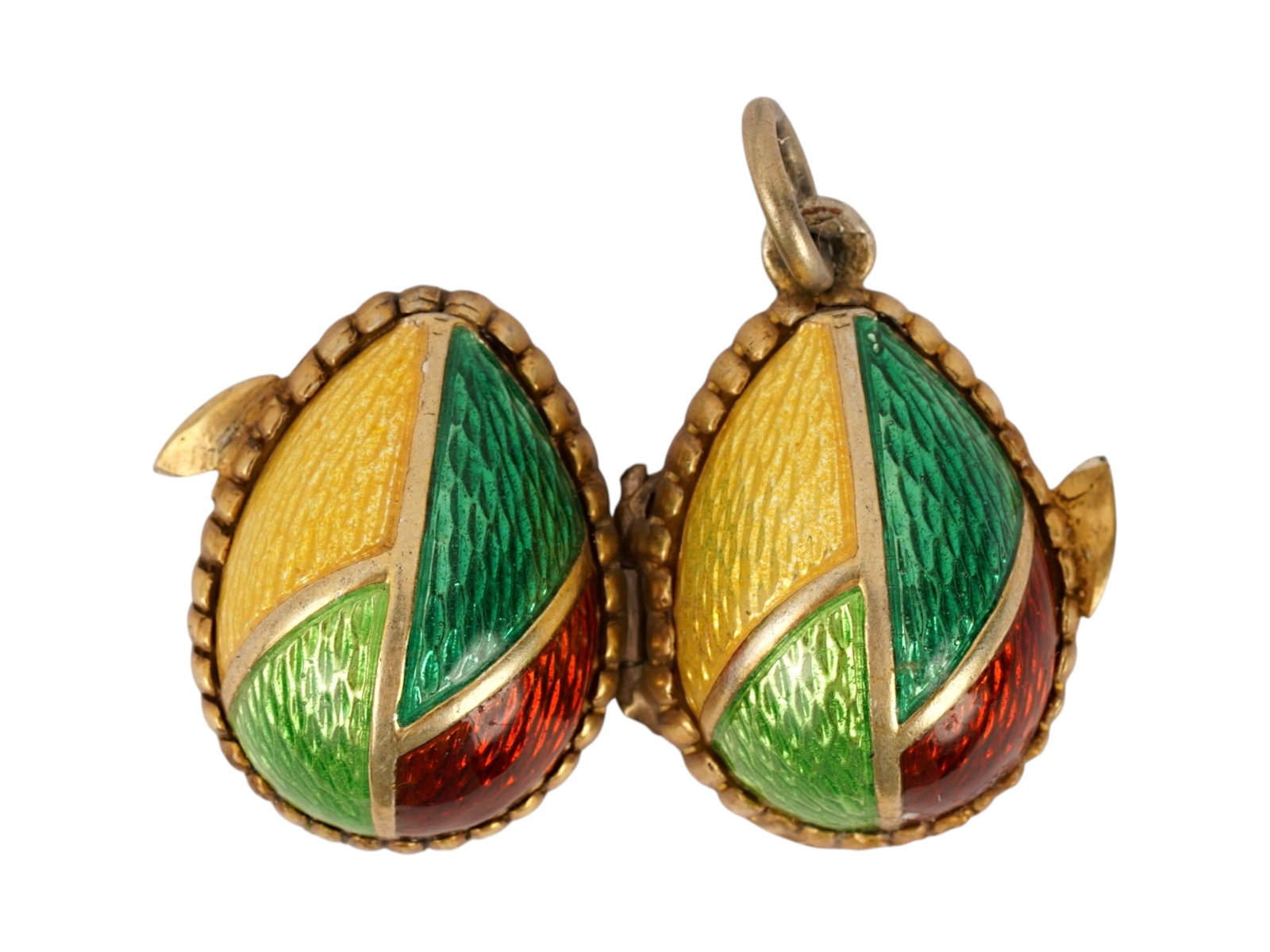 RUSSIAN 84 SILVER ENAMEL LOCKET EASTER EGG PENDANT - 5