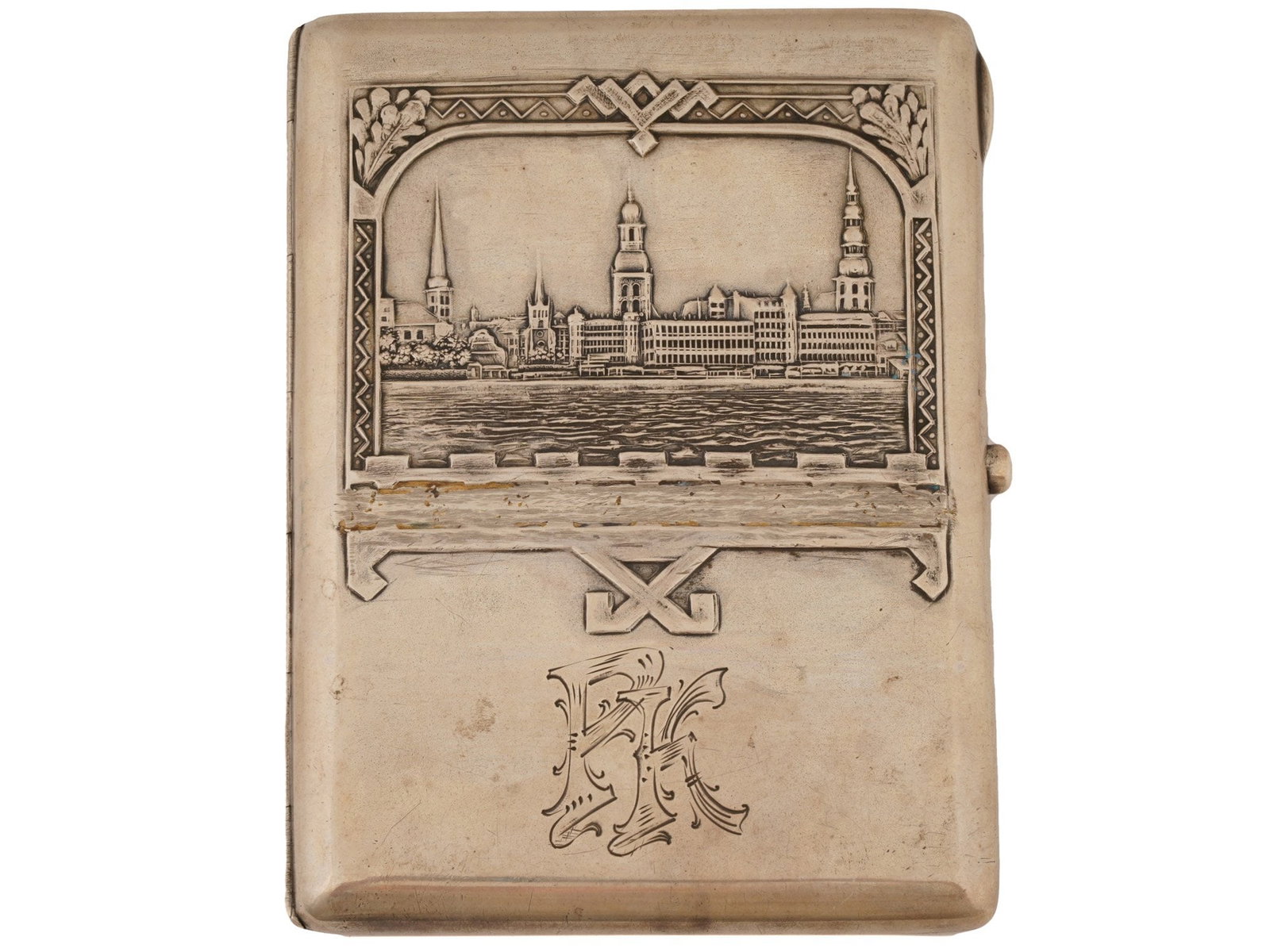 RUSSIAN SOVIET ERA SILVER CIGARETTE CASE OLD RIGA - 2