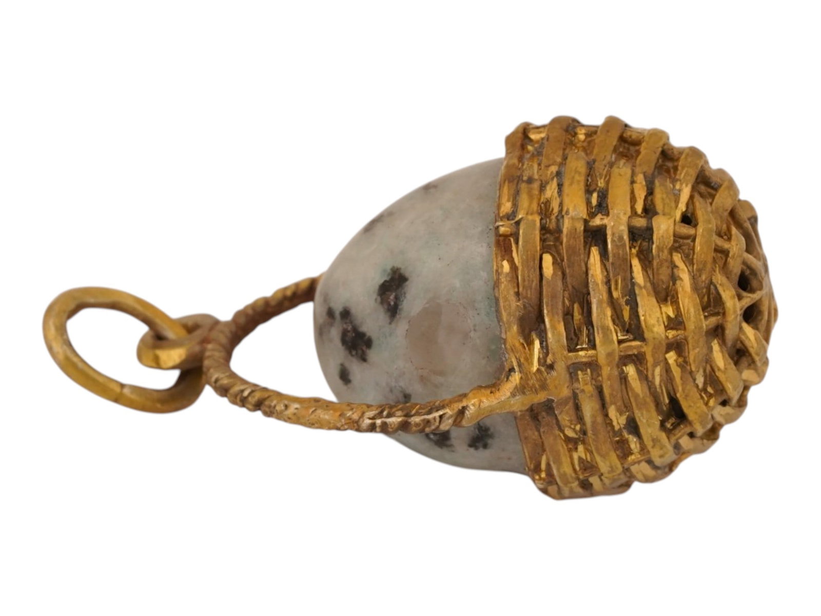RUSSIAN SILVER DALMATIAN BASKET EASTER EGG PENDANT - 3