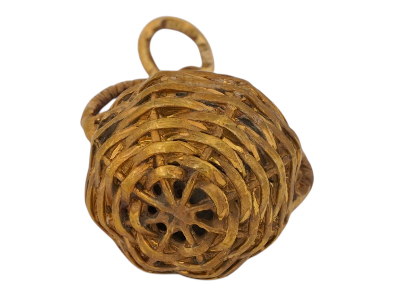 RUSSIAN SILVER DALMATIAN BASKET EASTER EGG PENDANT - 5