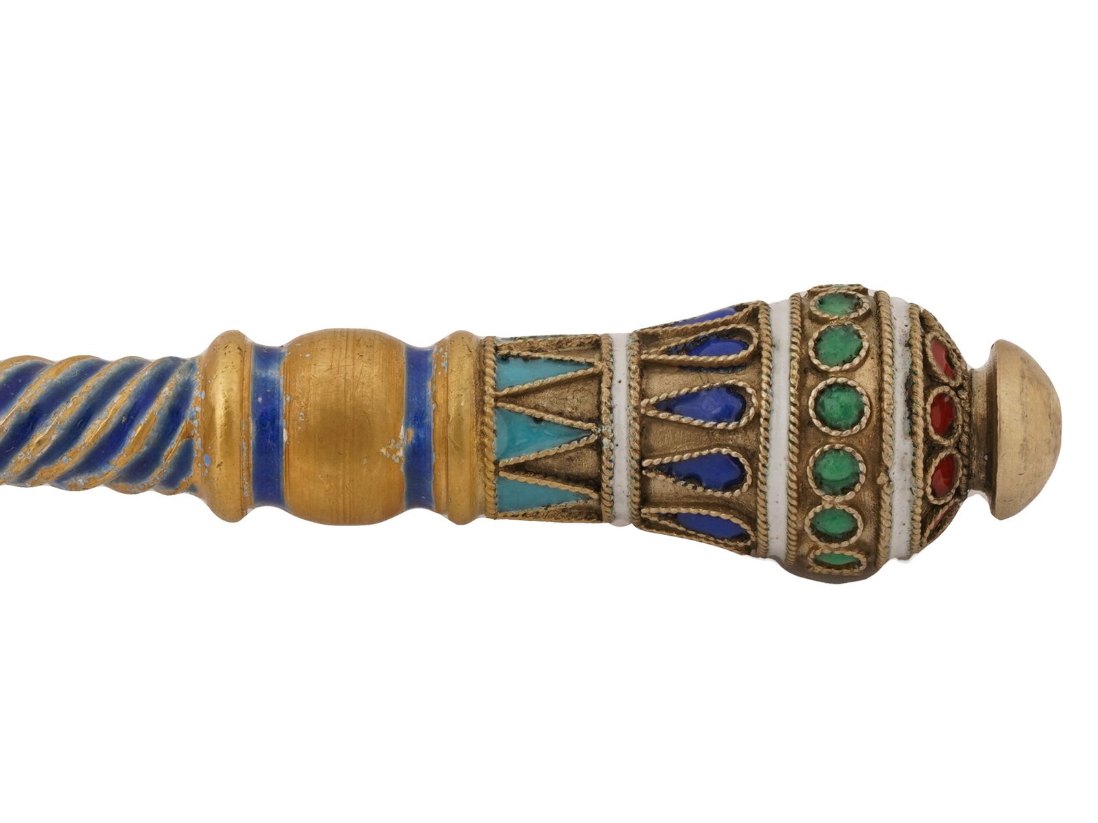 LARGE RUSSIAN GILT SILVER ENAMEL SERVING SPOON - 5