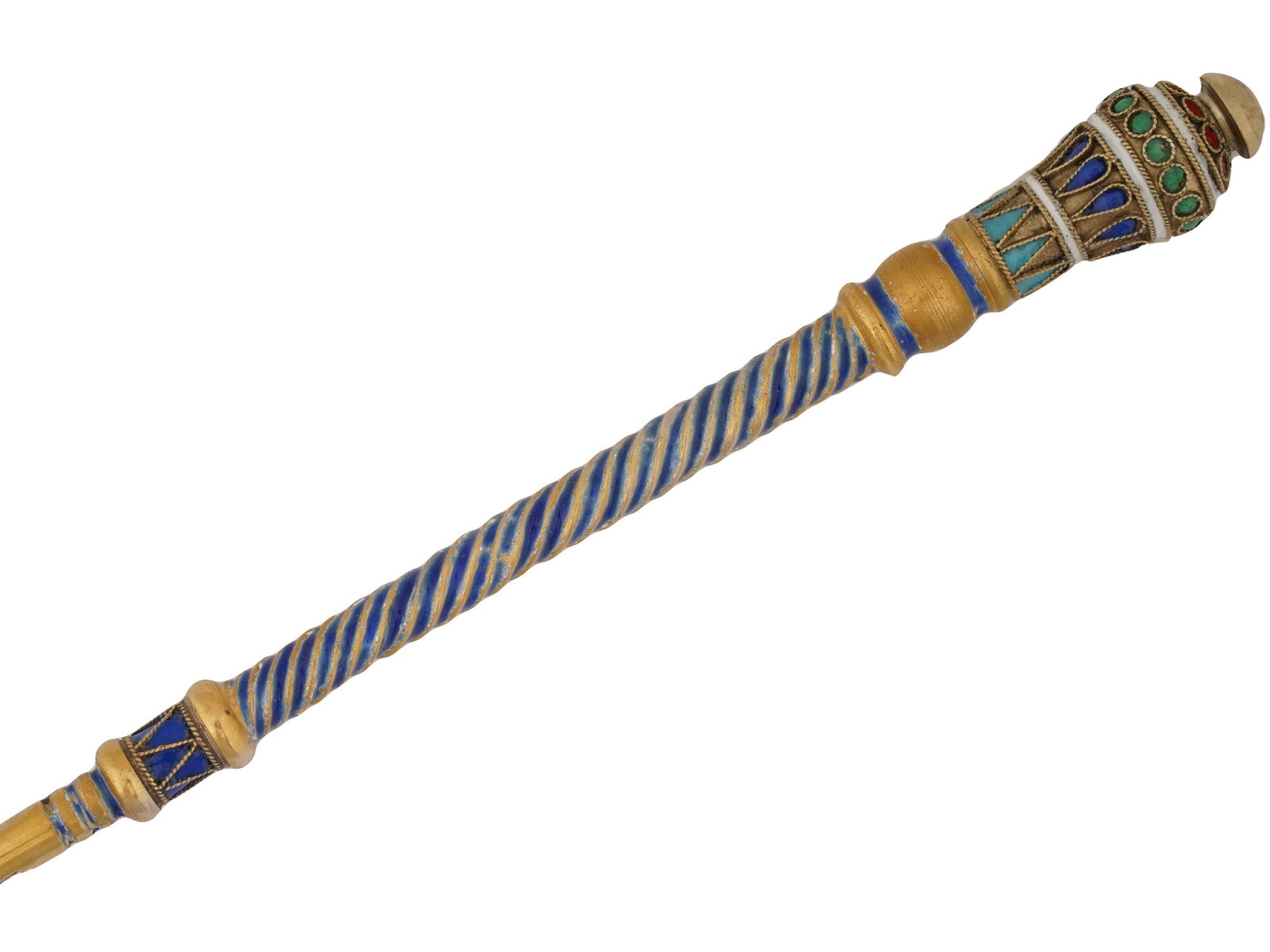 LARGE RUSSIAN GILT SILVER ENAMEL SERVING SPOON - 8