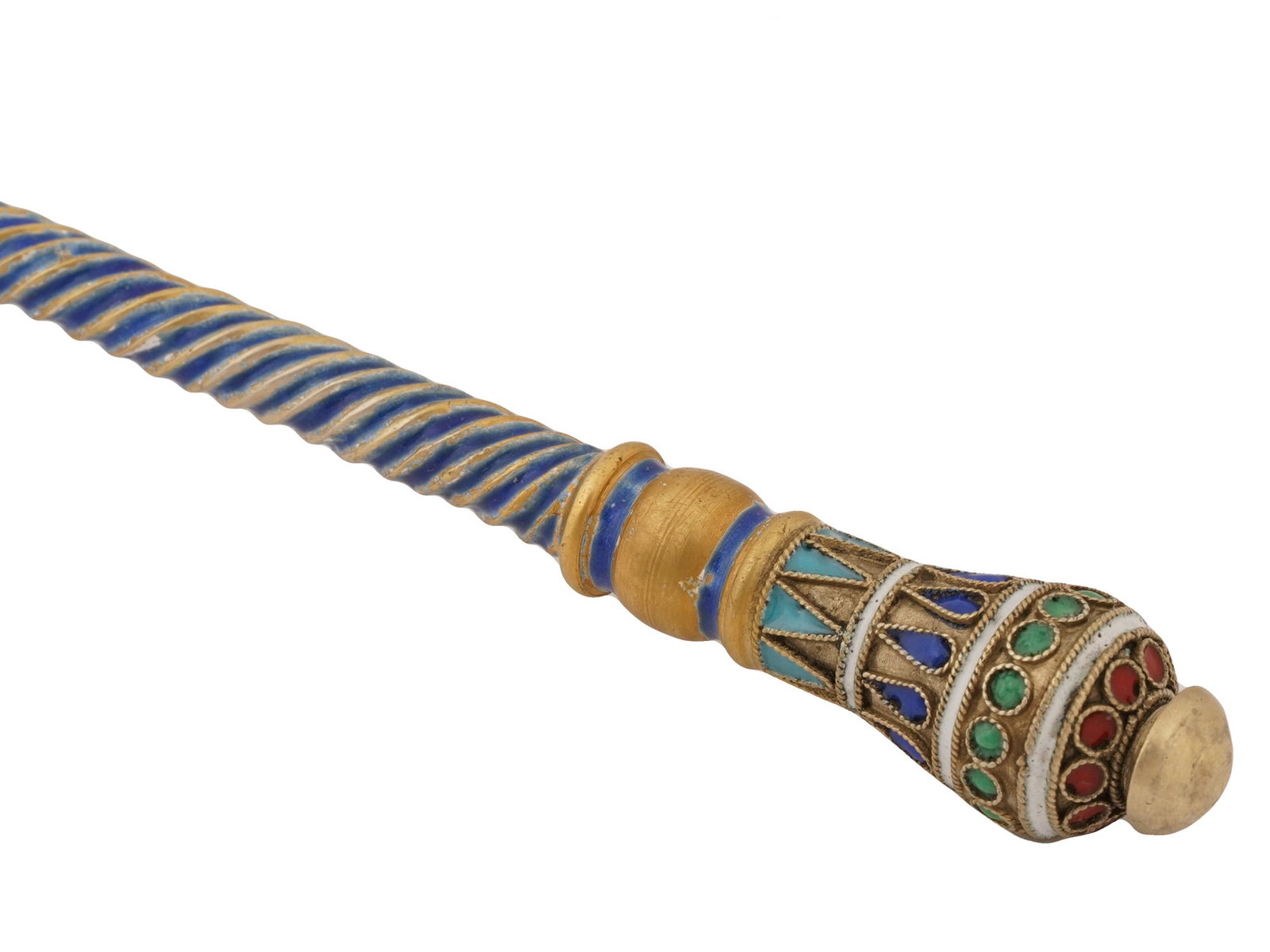LARGE RUSSIAN GILT SILVER ENAMEL SERVING SPOON - 9