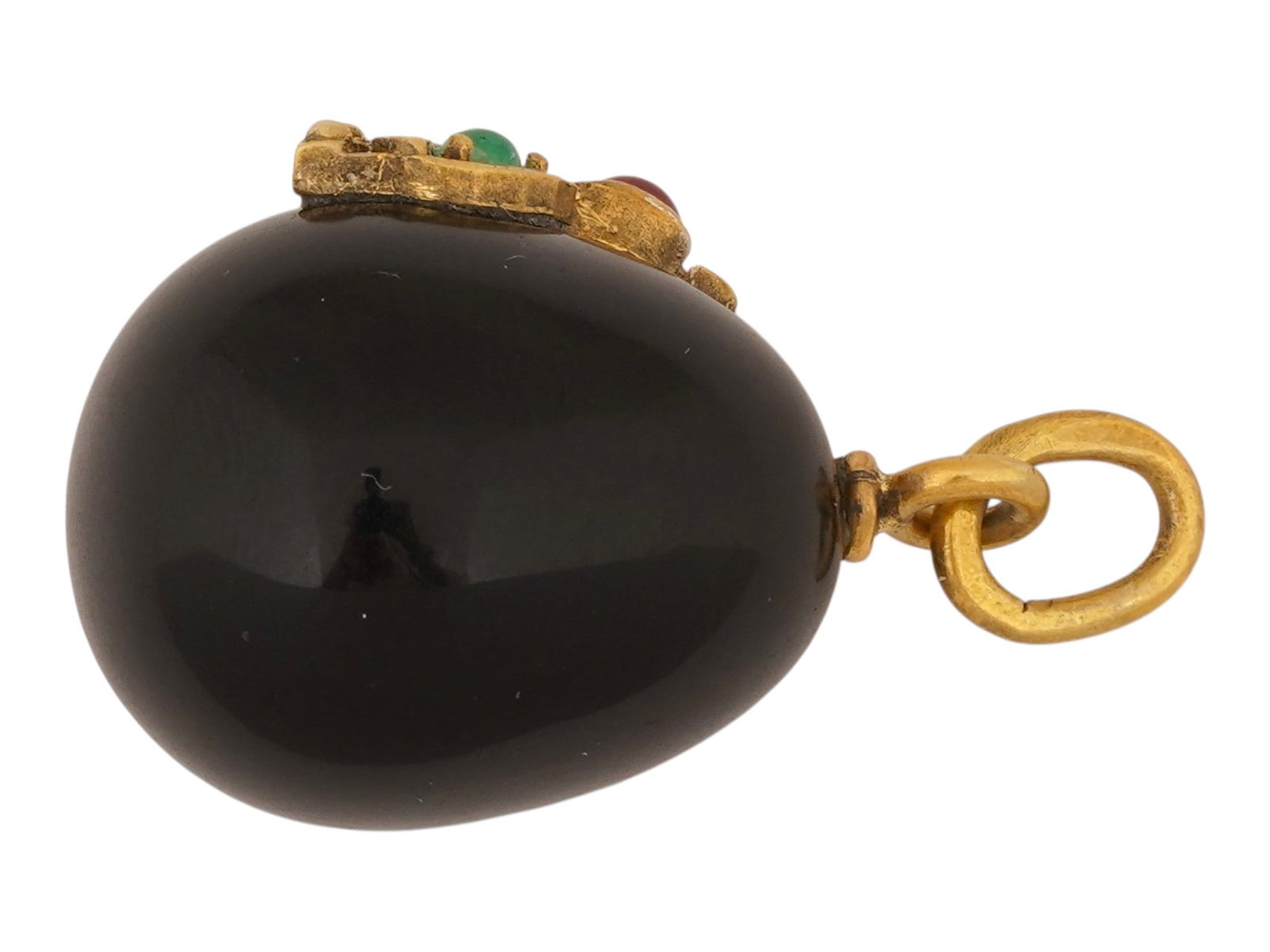 RUSSIAN JADE RUBY EMERALD DIAMOND EASTER EGG PENDANT - 3