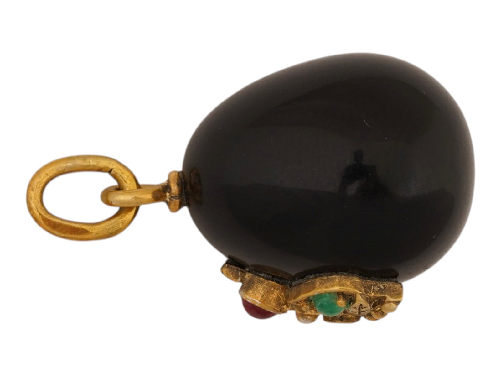 RUSSIAN JADE RUBY EMERALD DIAMOND EASTER EGG PENDANT - 4
