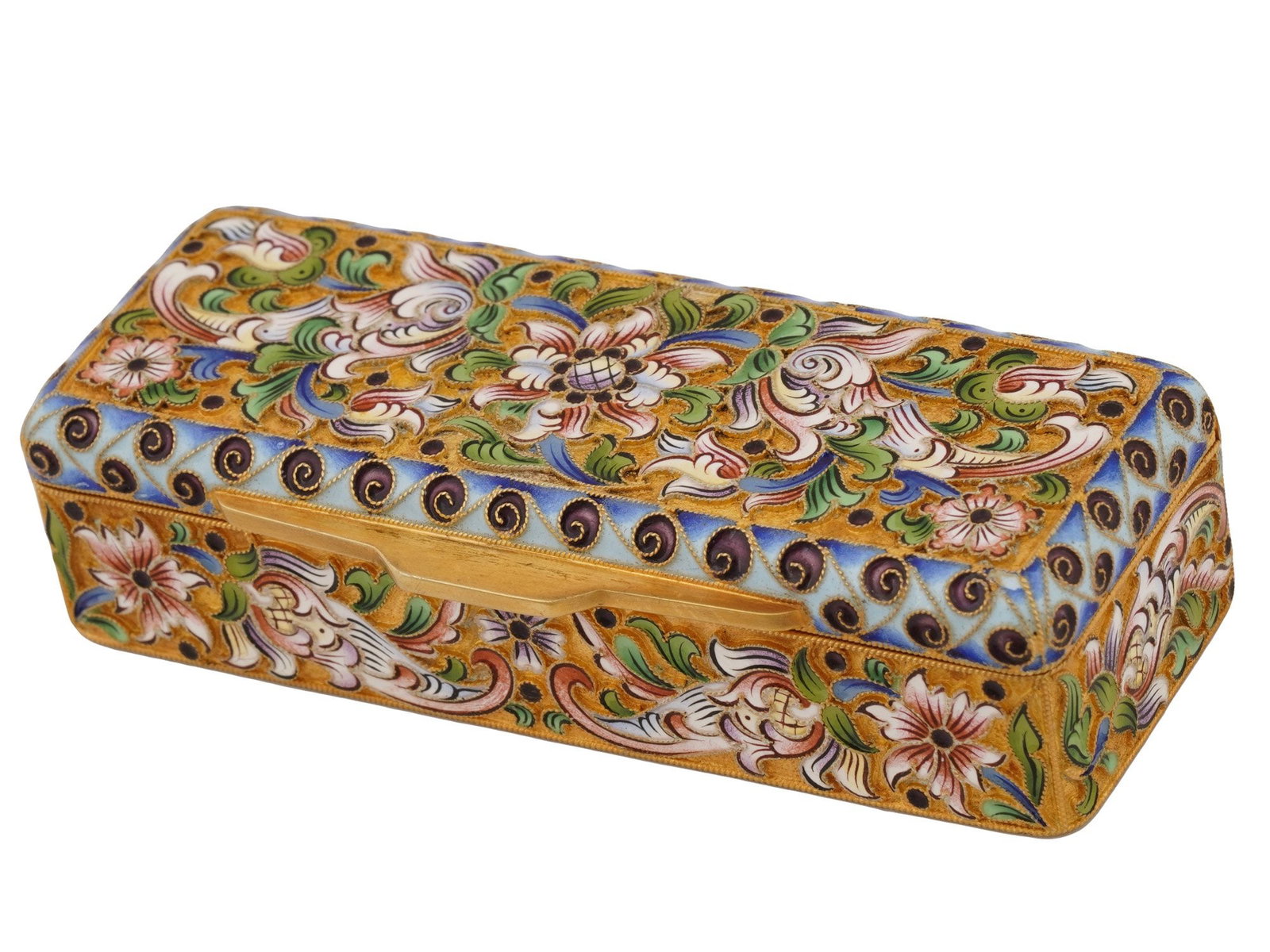 RUSSIAN SILVER CLOISONNE ENAMEL RECTANGULAR BOX (1 of 10)