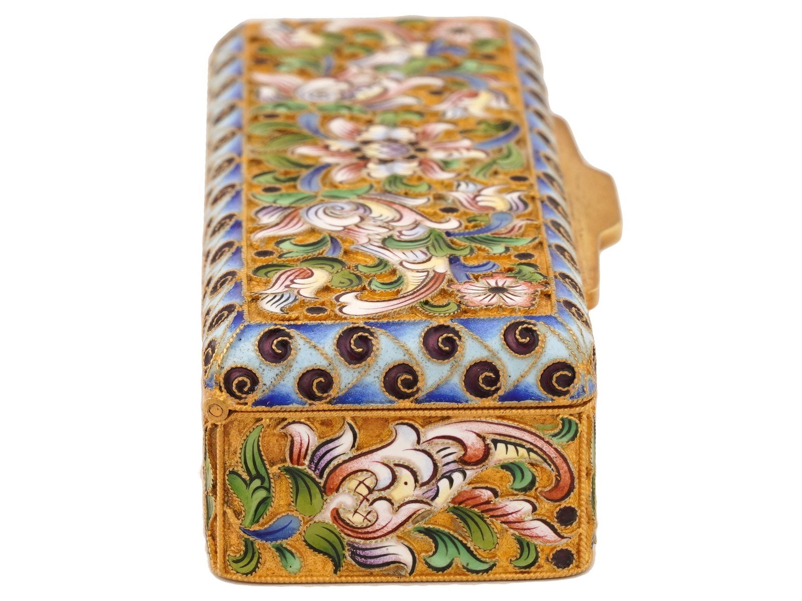 RUSSIAN SILVER CLOISONNE ENAMEL RECTANGULAR BOX - 2