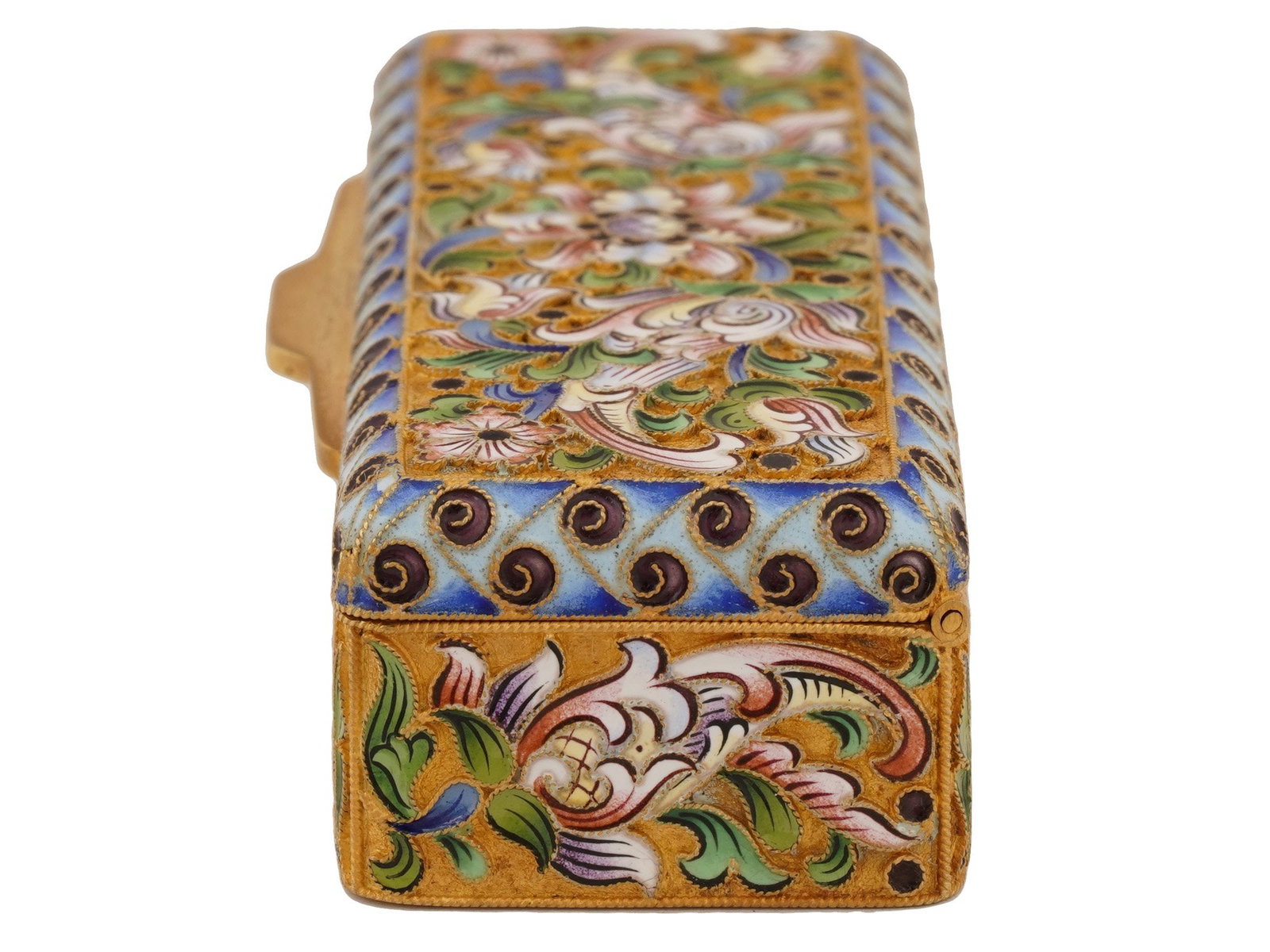 RUSSIAN SILVER CLOISONNE ENAMEL RECTANGULAR BOX - 6