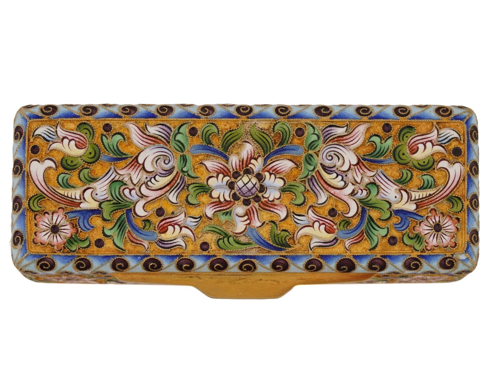 RUSSIAN SILVER CLOISONNE ENAMEL RECTANGULAR BOX - 7