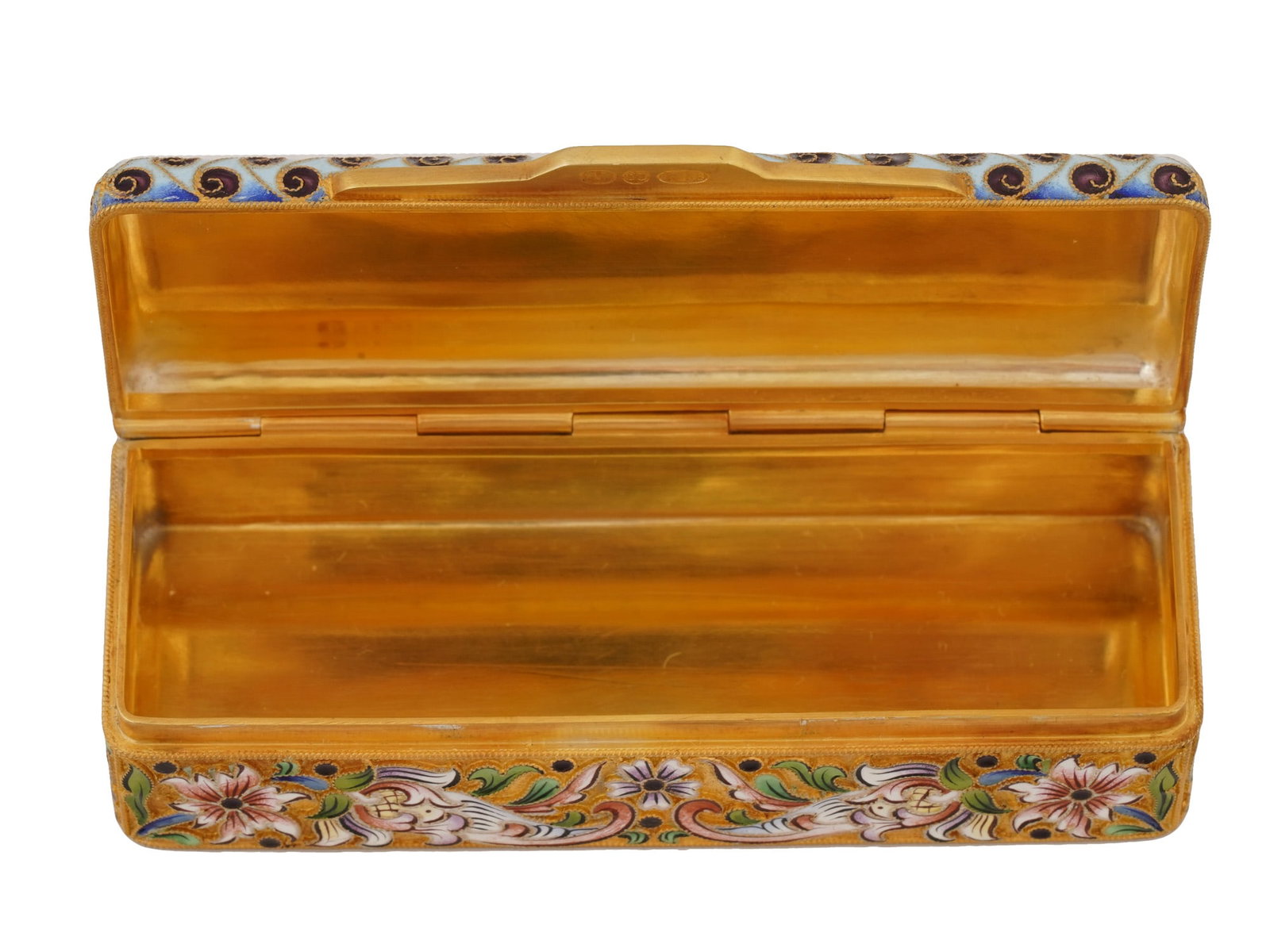 RUSSIAN SILVER CLOISONNE ENAMEL RECTANGULAR BOX - 8