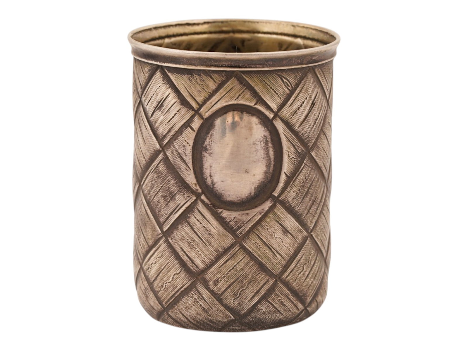 RUSSIAN TROMPE LOEIL BASKETWEAVE SILVER SHOT CUP (1 of 9)