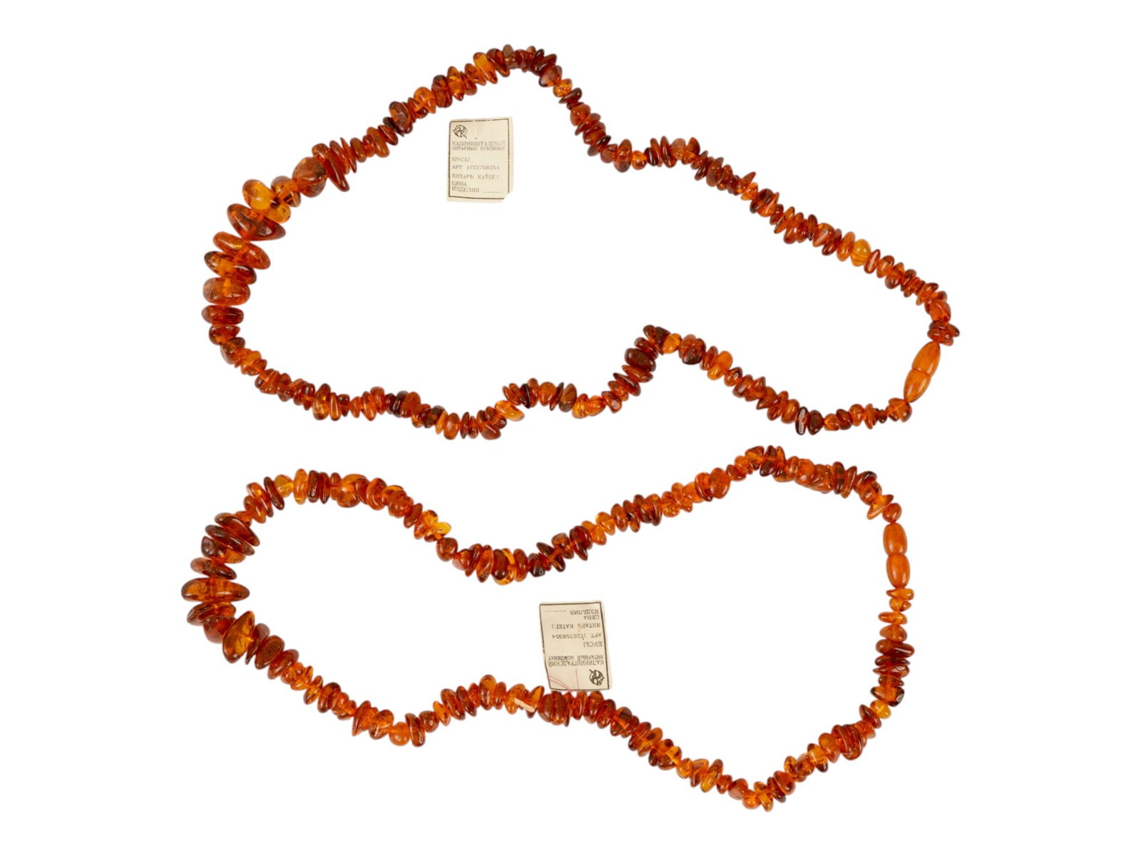 FIVE RUSSIAN SOVIET BALTIC AMBER BEAD NECKLACES - 3