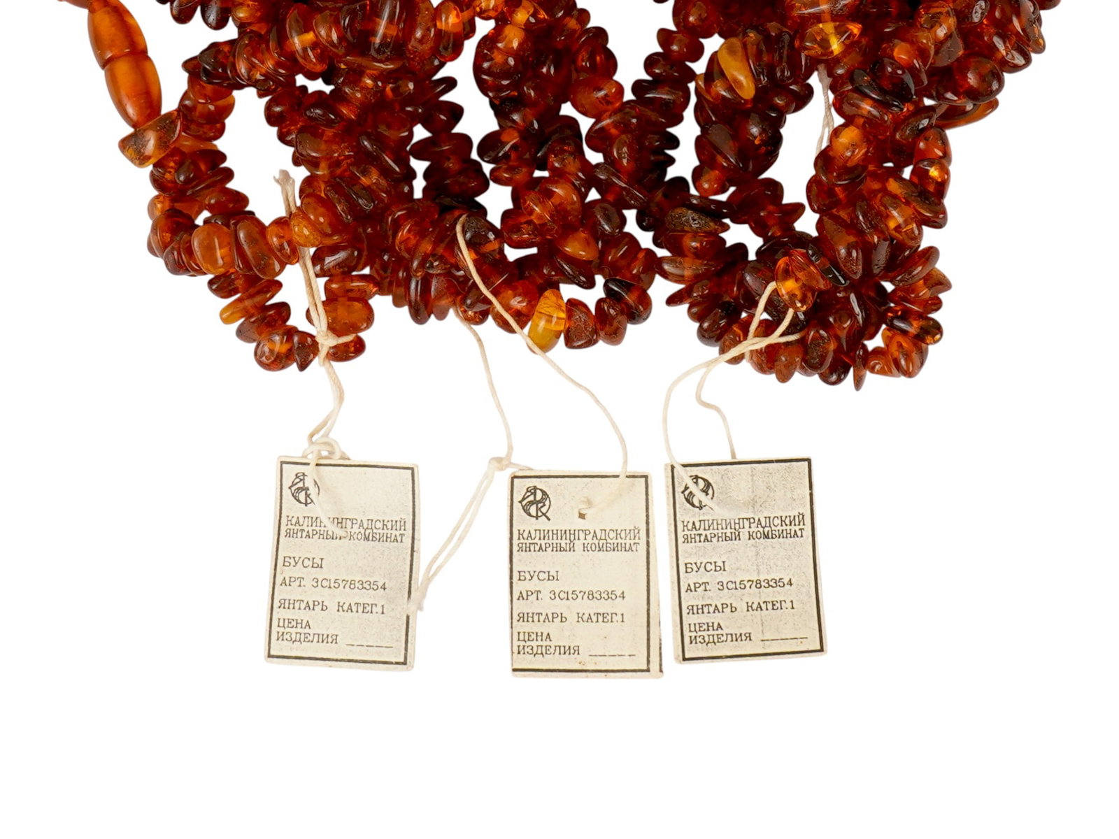 FIVE RUSSIAN SOVIET BALTIC AMBER BEAD NECKLACES - 4
