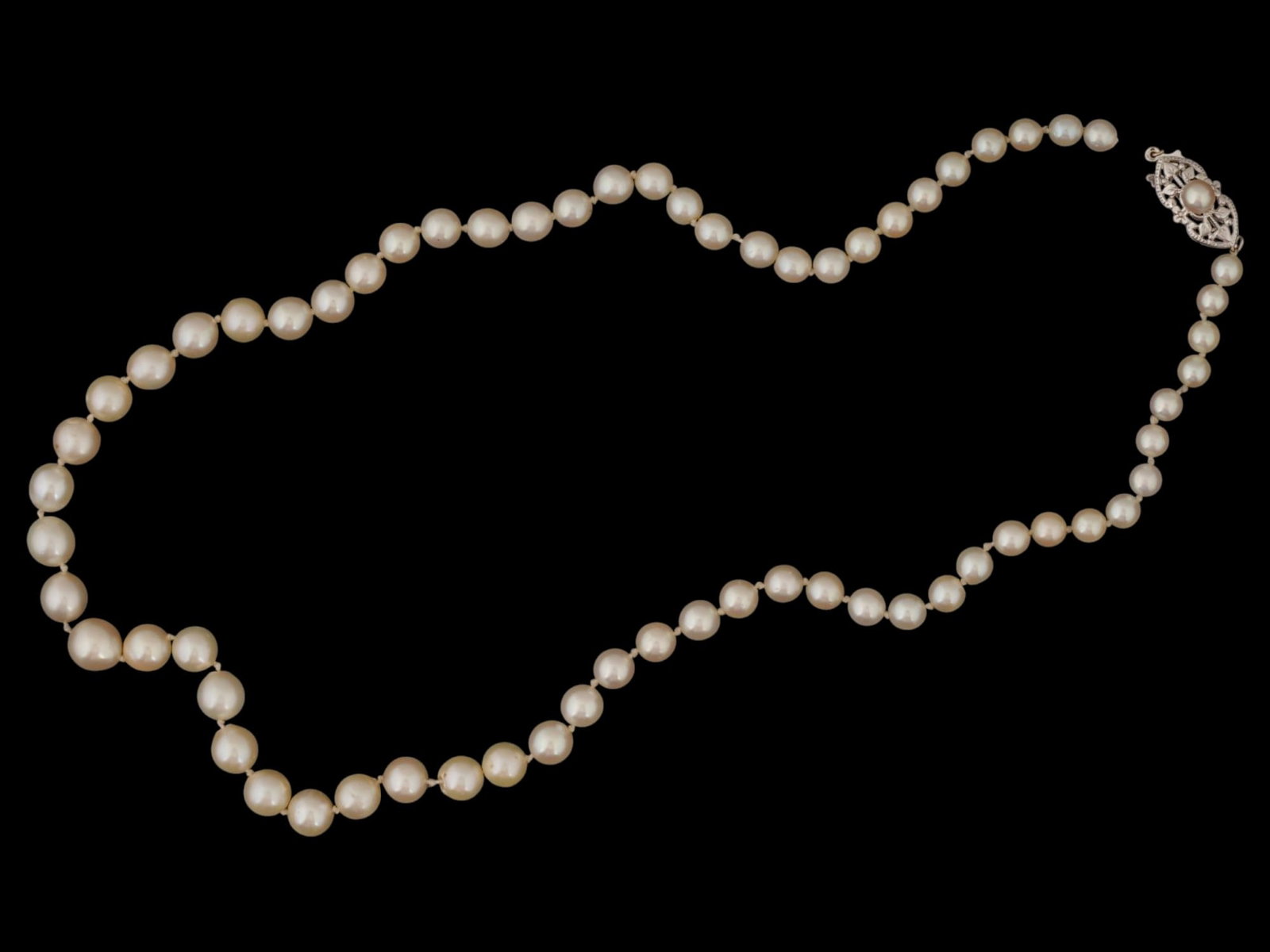 VINTAGE PEARL BEADED NECKLACE W 14K GOLD CLASP (1 of 5)
