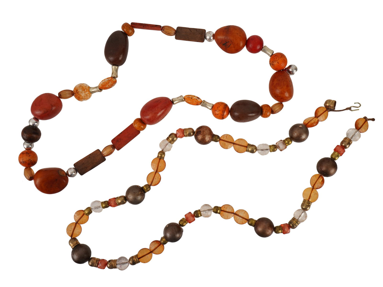 PAIR OF VINTAGE STONE AND GLASS BEADED NECKLACES (1 of 4)