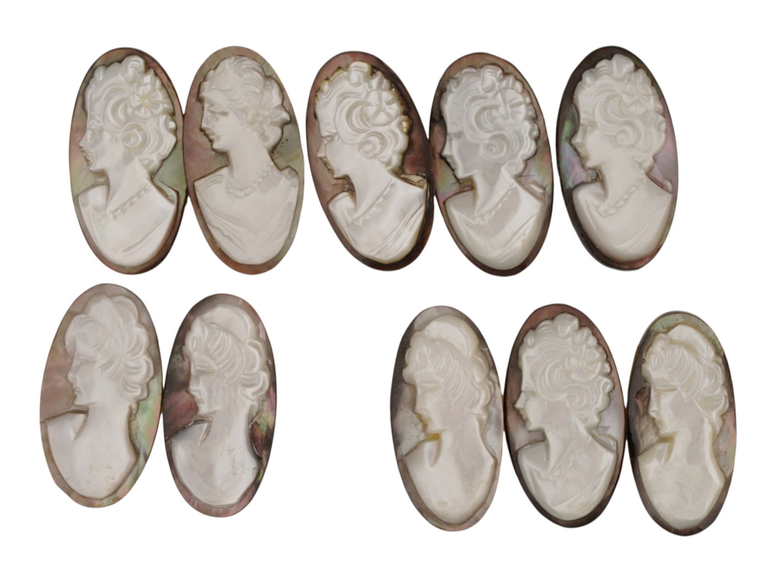 COLLECTION OF 10 VINTAGE MOTHER OF PEARL SHELL CAMEOS (1 of 3)