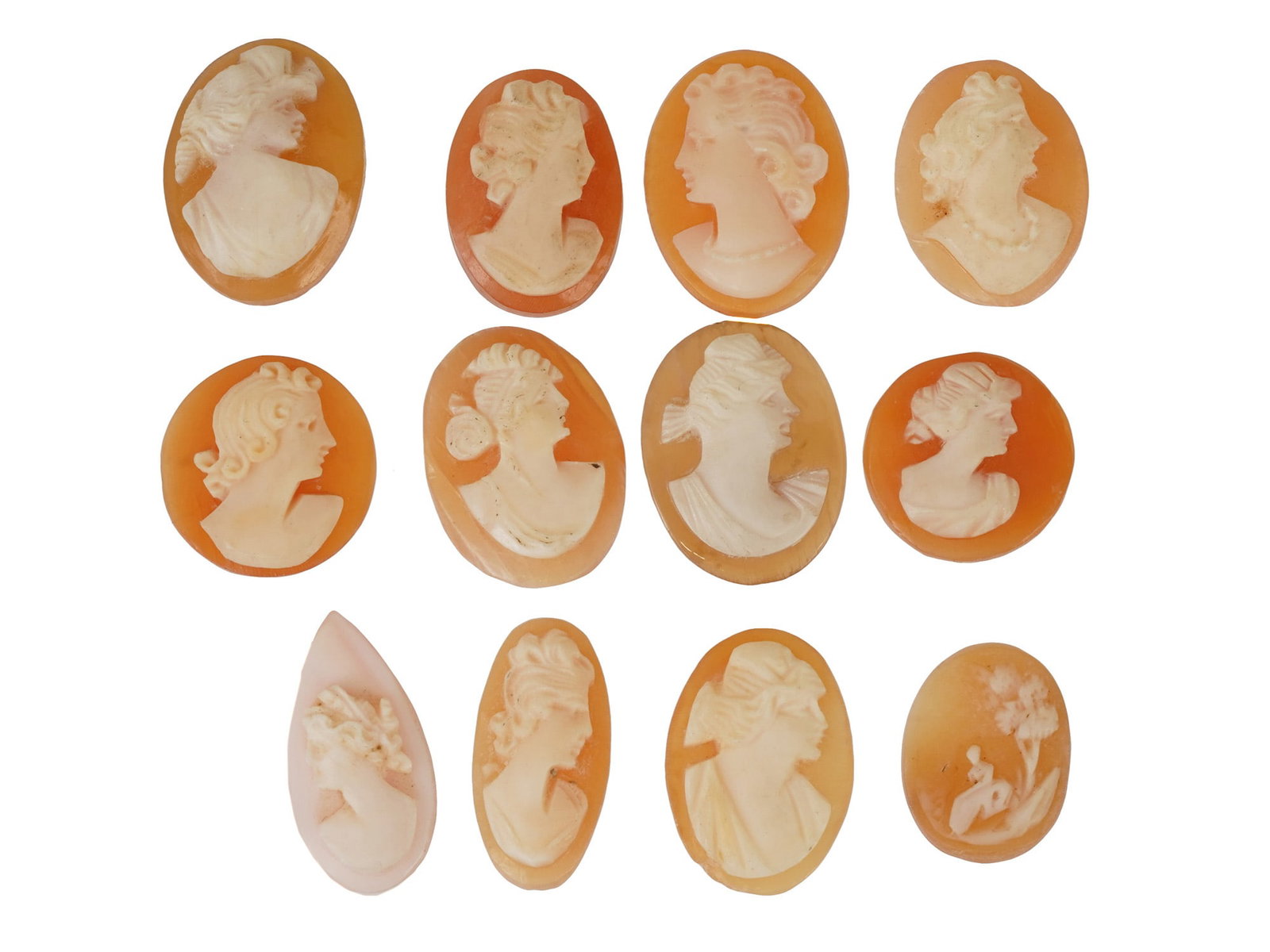 COLLECTION OF FEMALE PORTRAIT CARVED CORAL CAMEOS (1 of 4)