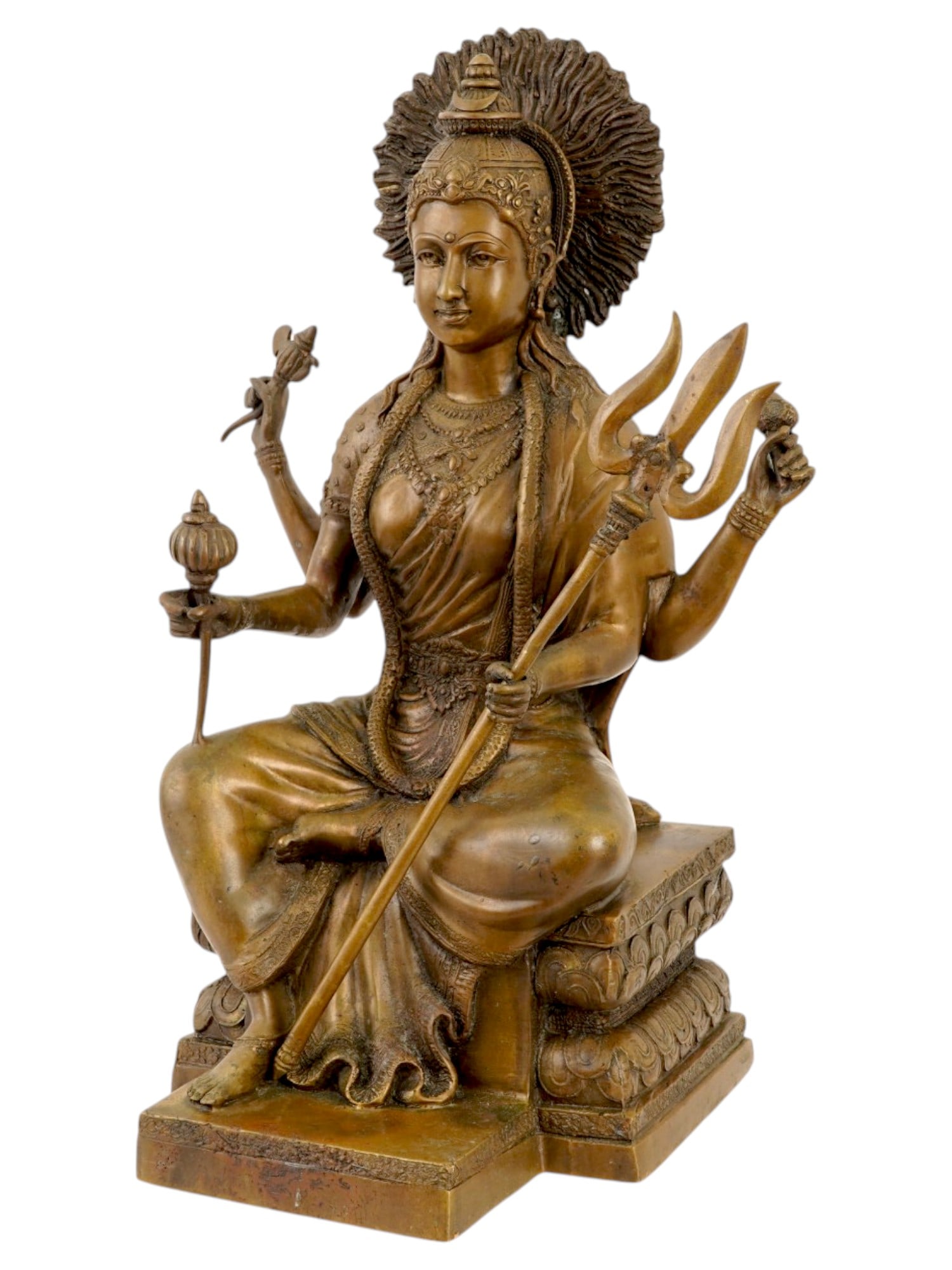 VINTAGE HINDU GODDESS DURGA BRONZE SCULPTURE (1 of 7)