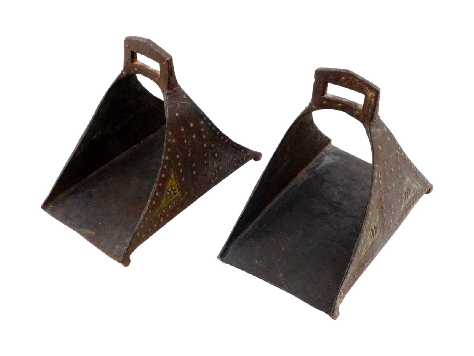 MID 19TH CENTURY FORGED STEEL GOLD INLAID STIRRUPS (1 of 8)