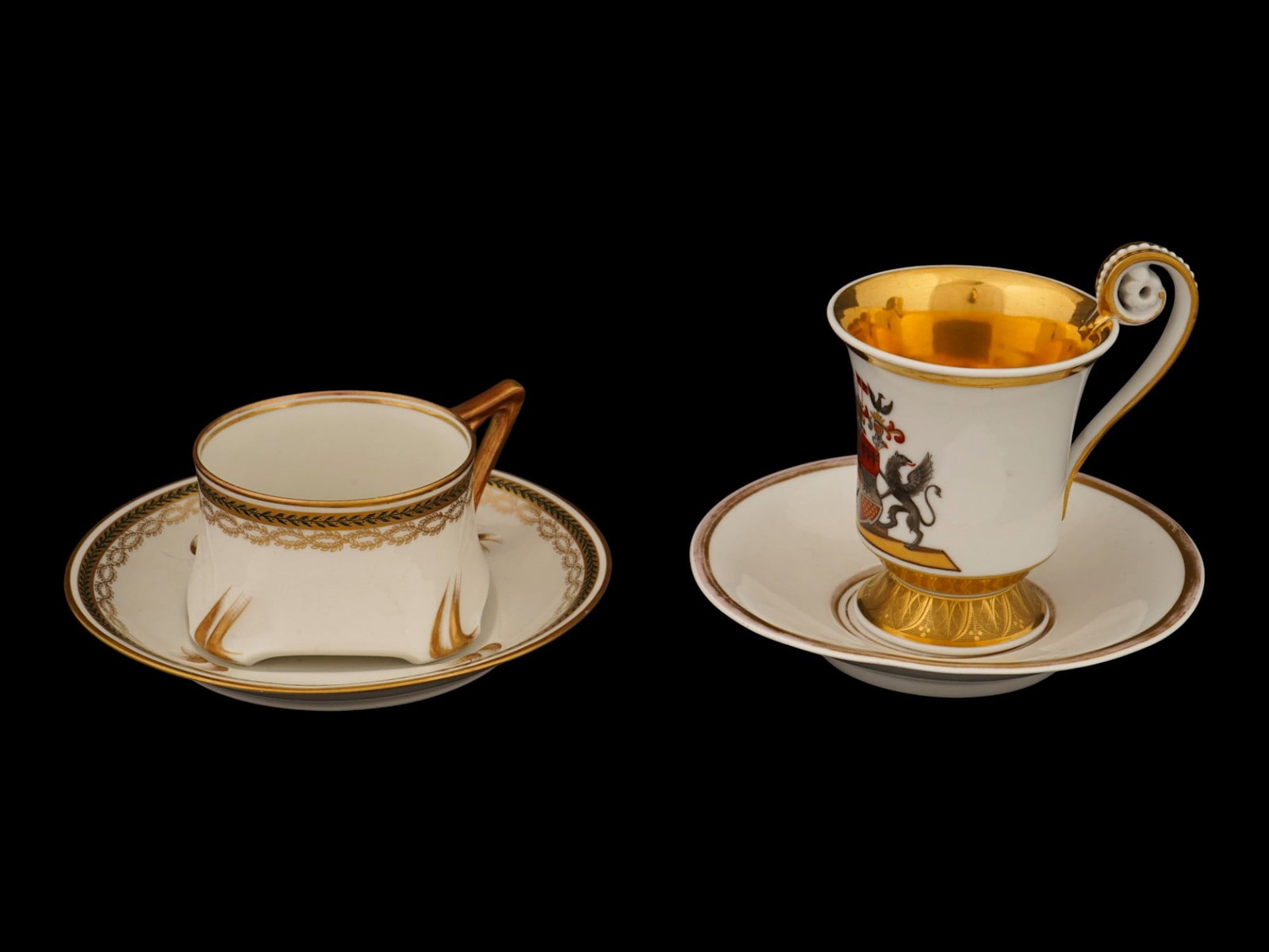 ANTIQUE FRENCH LIMOGES GERMAN KPM CUPS AND SAUCERS (1 of 11)