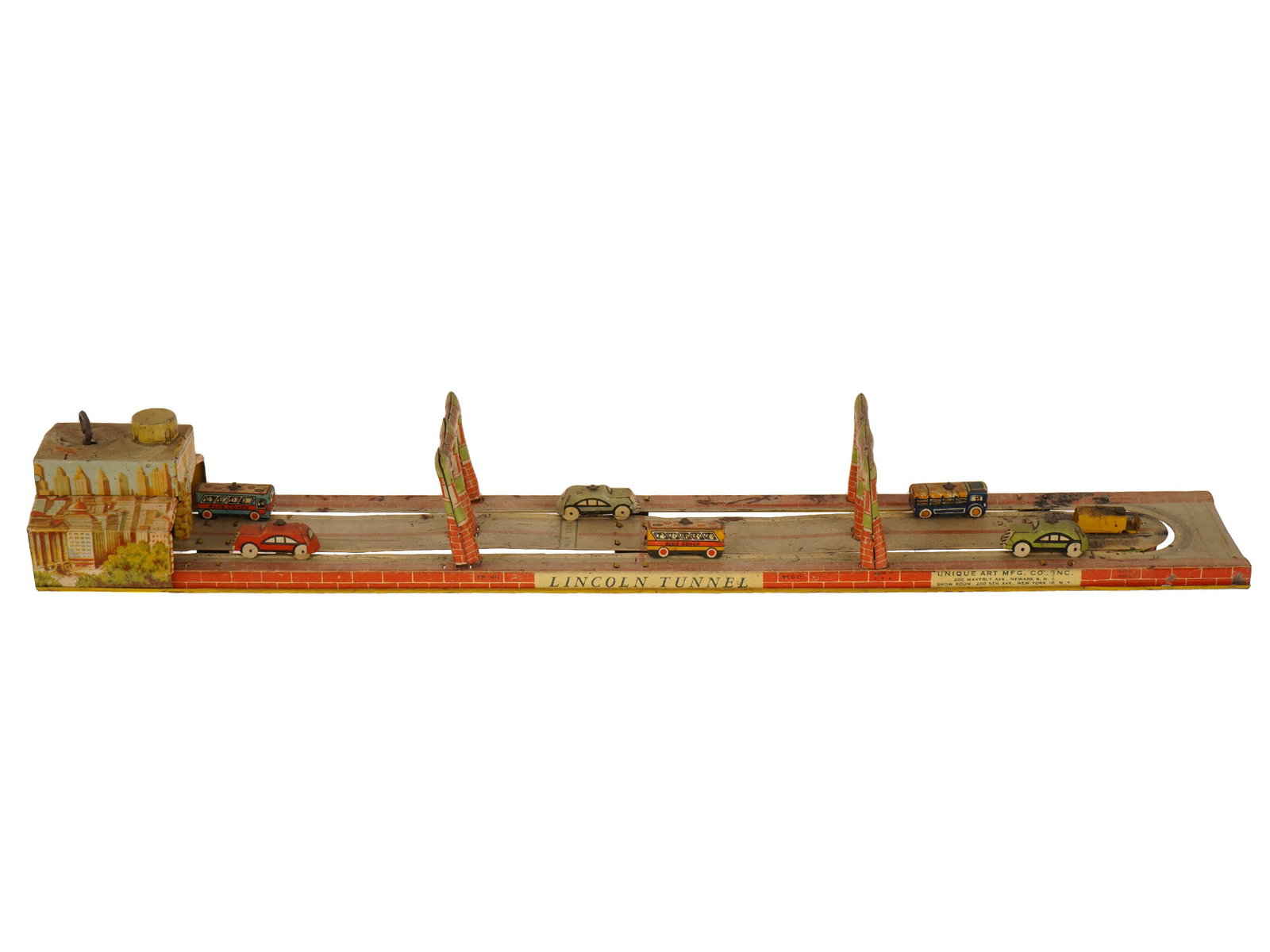 1930 TIN LITHO TOY LINCOLN TUNNEL UNIQUE ART MFG (1 of 12)