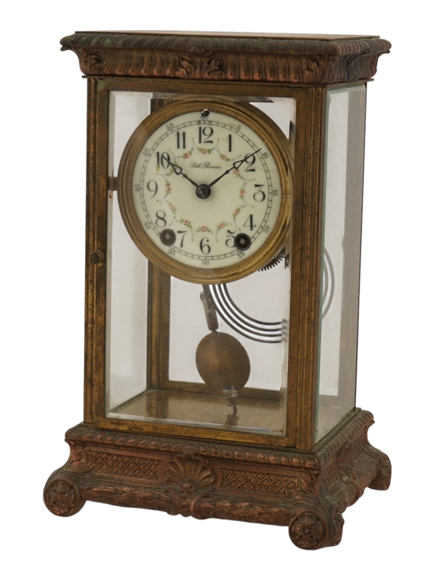 LARGE ANTIQUE SETH THOMAS CRYSTAL REGULATOR CLOCK (1 of 13)