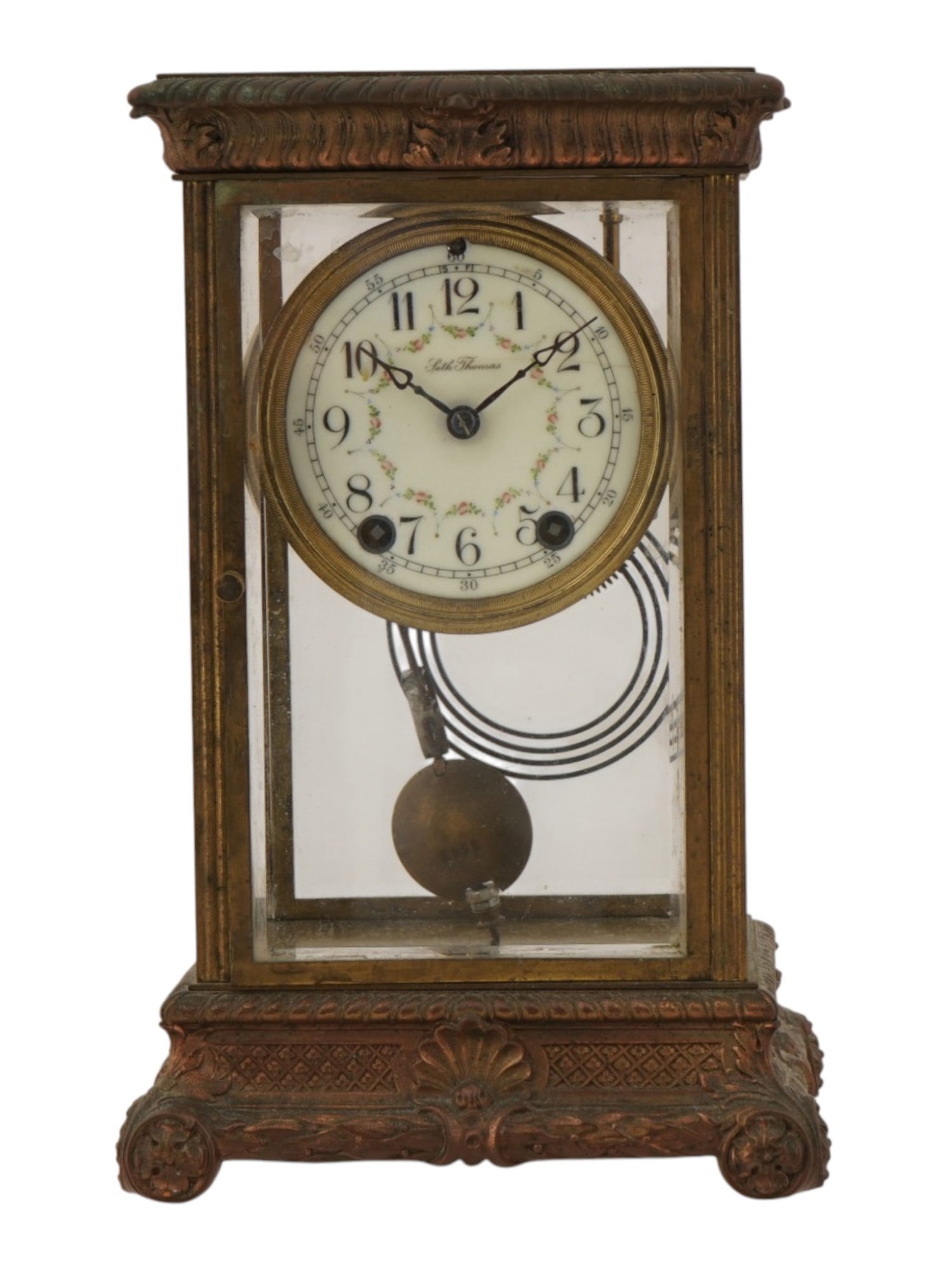 LARGE ANTIQUE SETH THOMAS CRYSTAL REGULATOR CLOCK - 2