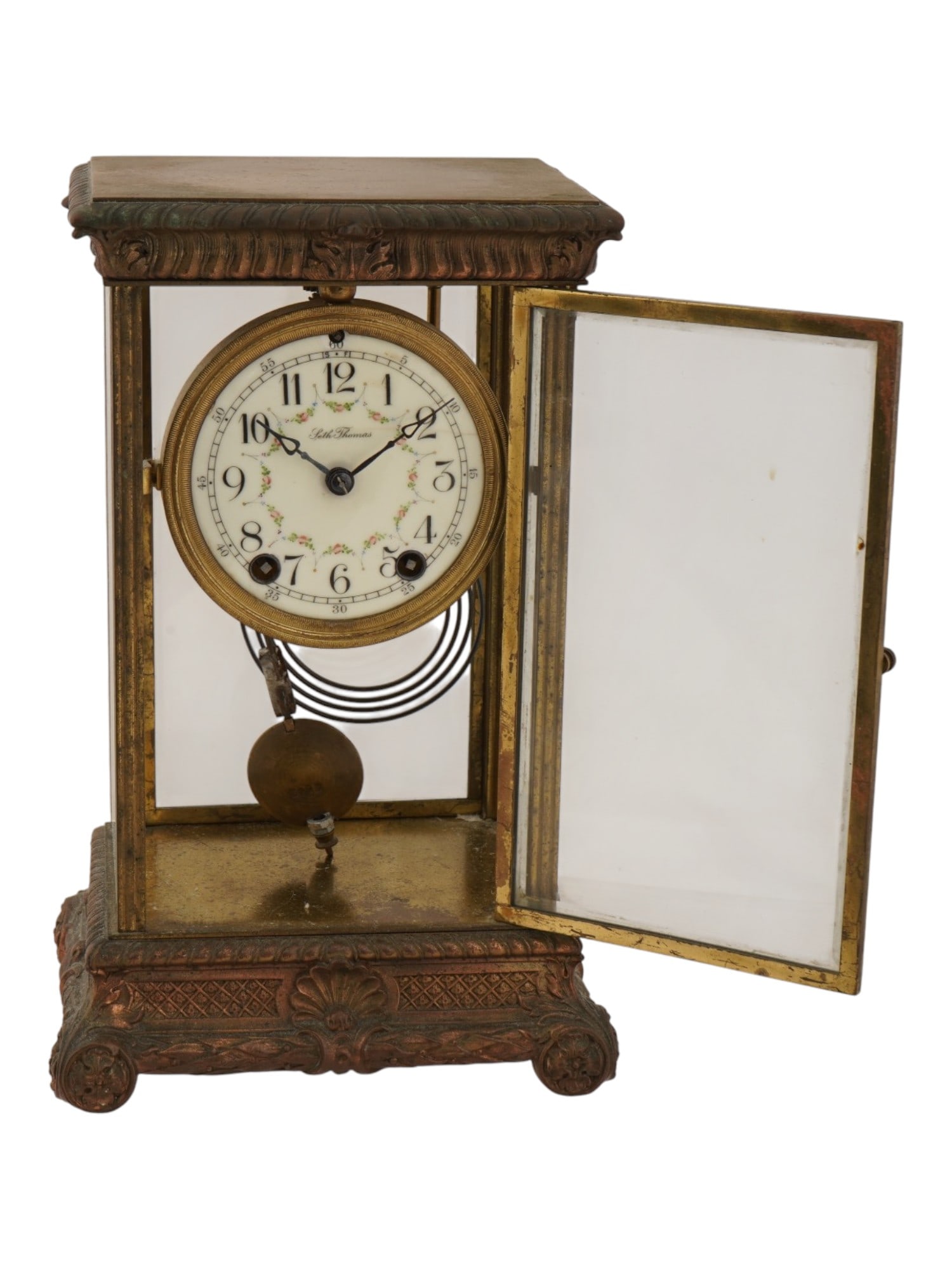LARGE ANTIQUE SETH THOMAS CRYSTAL REGULATOR CLOCK - 6