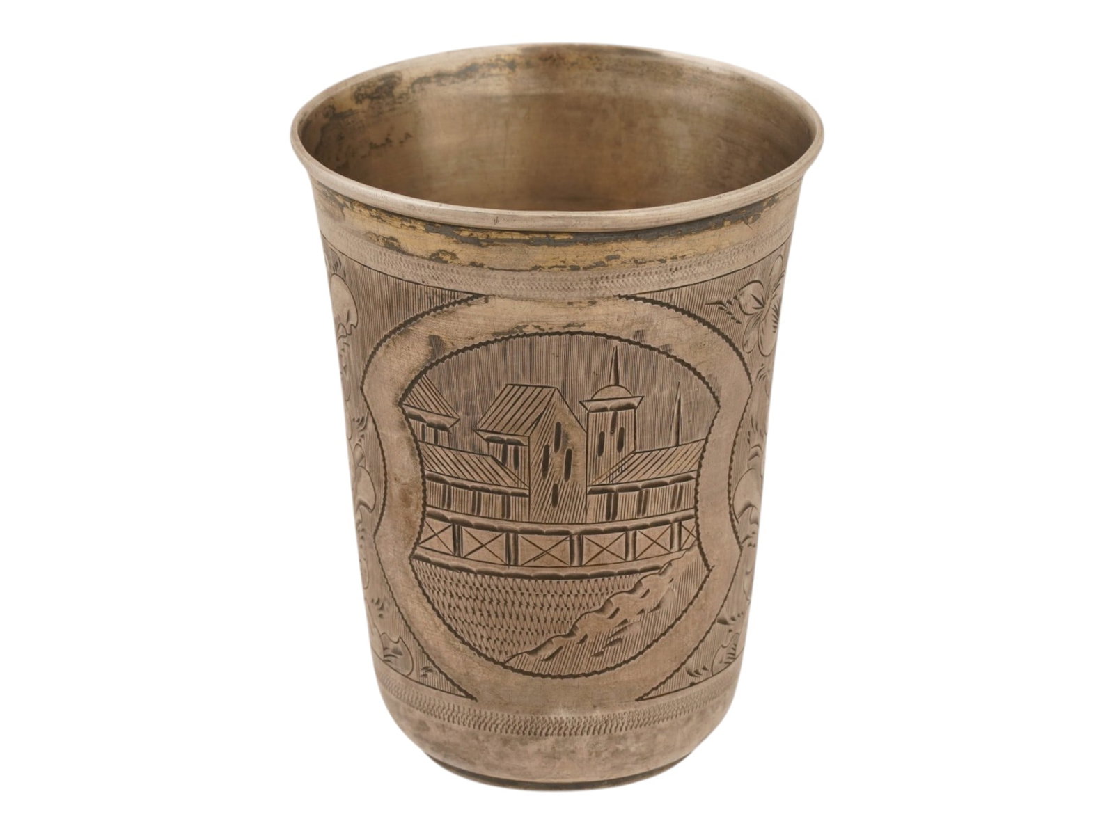 RUSSIAN 84 SILVER ENGRAVED DESIGN VODKA SHOT CUP (1 of 8)