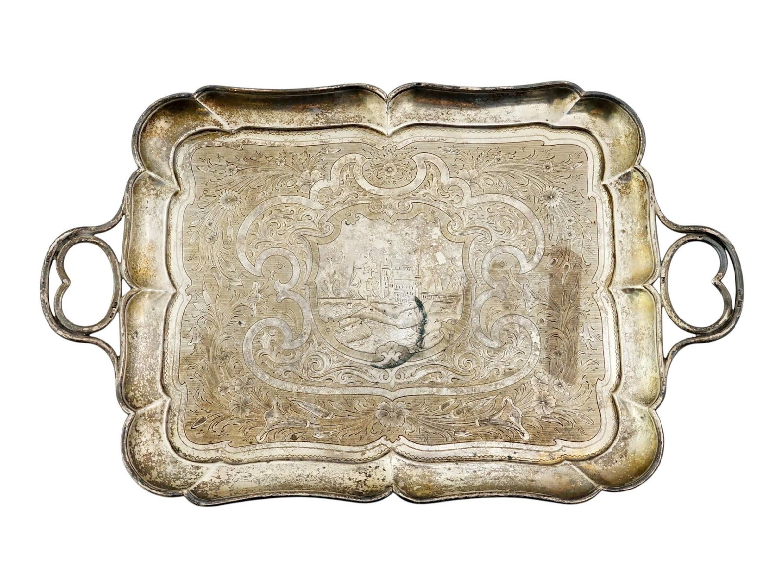 RUSSIAN IMPERIAL SILVER VODKA SERVING TRAY W ENGRAVING (1 of 10)