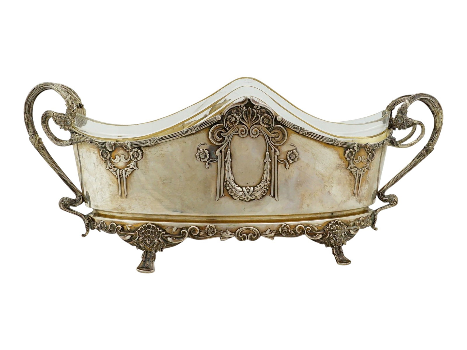 ANTIQUE AUSTRIAN SILVER CENTERPIECE W GLASS INSERT (1 of 20)