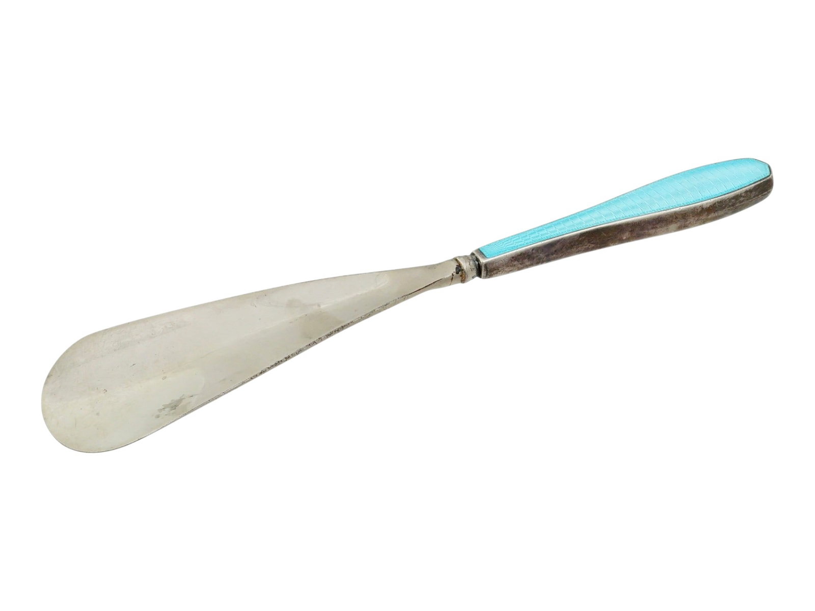 ANTIQUE ENGLISH SILVER GUILLOCHE ENAMEL SHOEHORN (1 of 8)