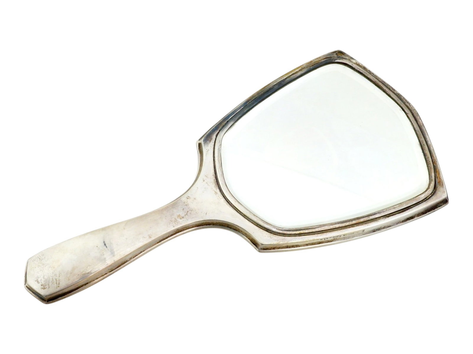 VTG AMERICAN ART DECO KERR SILVER ENAMEL HAND MIRROR (1 of 10)