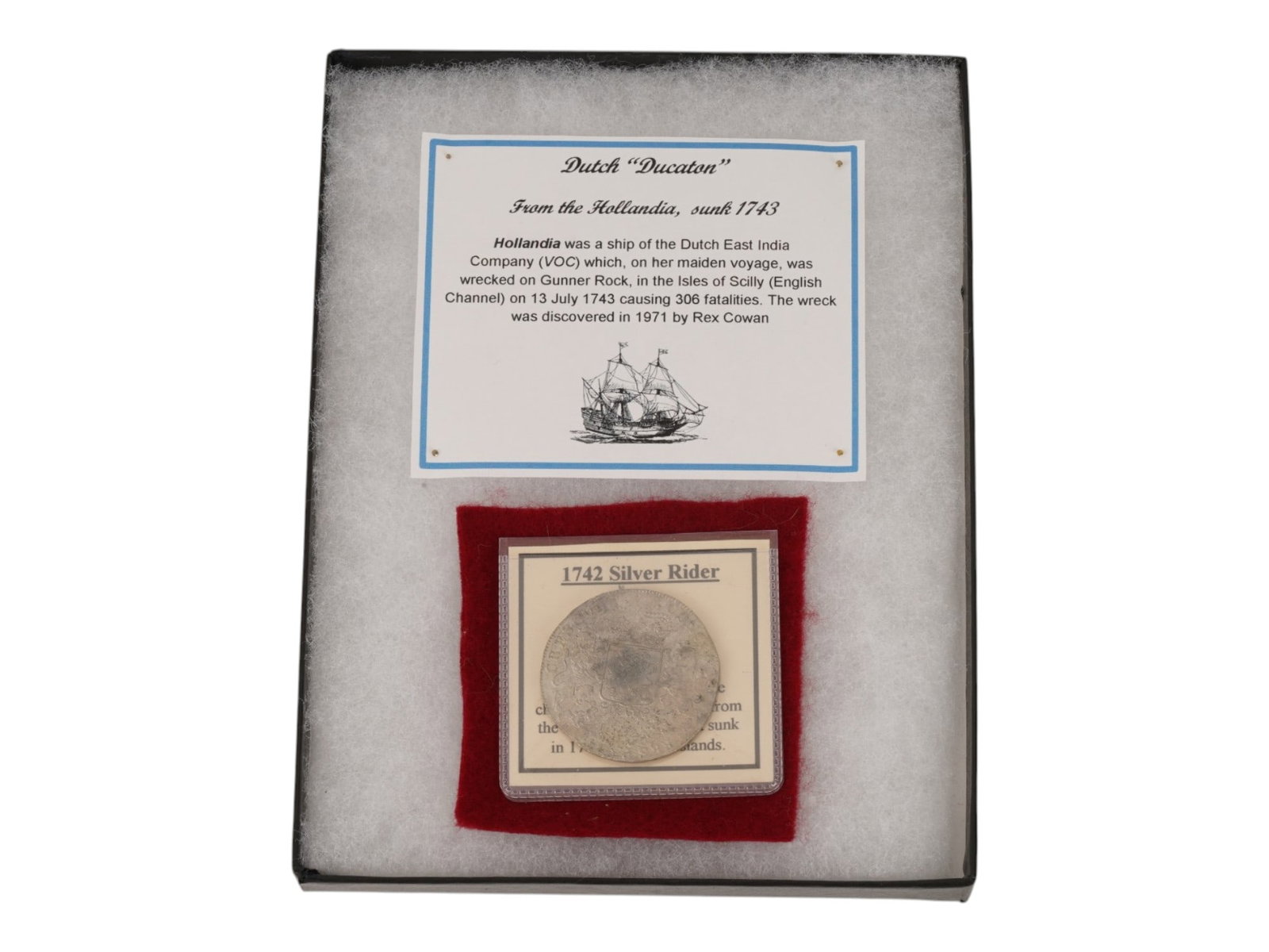 1742 DUTCH DUCATON SILVER COIN FROM HOLLANDIA SHIPWRECK (1 of 5)