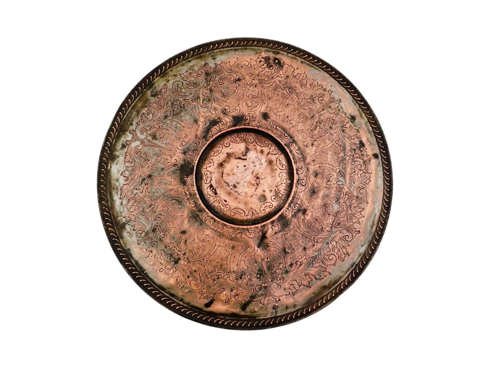 EUROPEAN FOLIAGE ENGRAVED DESIGN COPPER SHIELD (1 of 6)
