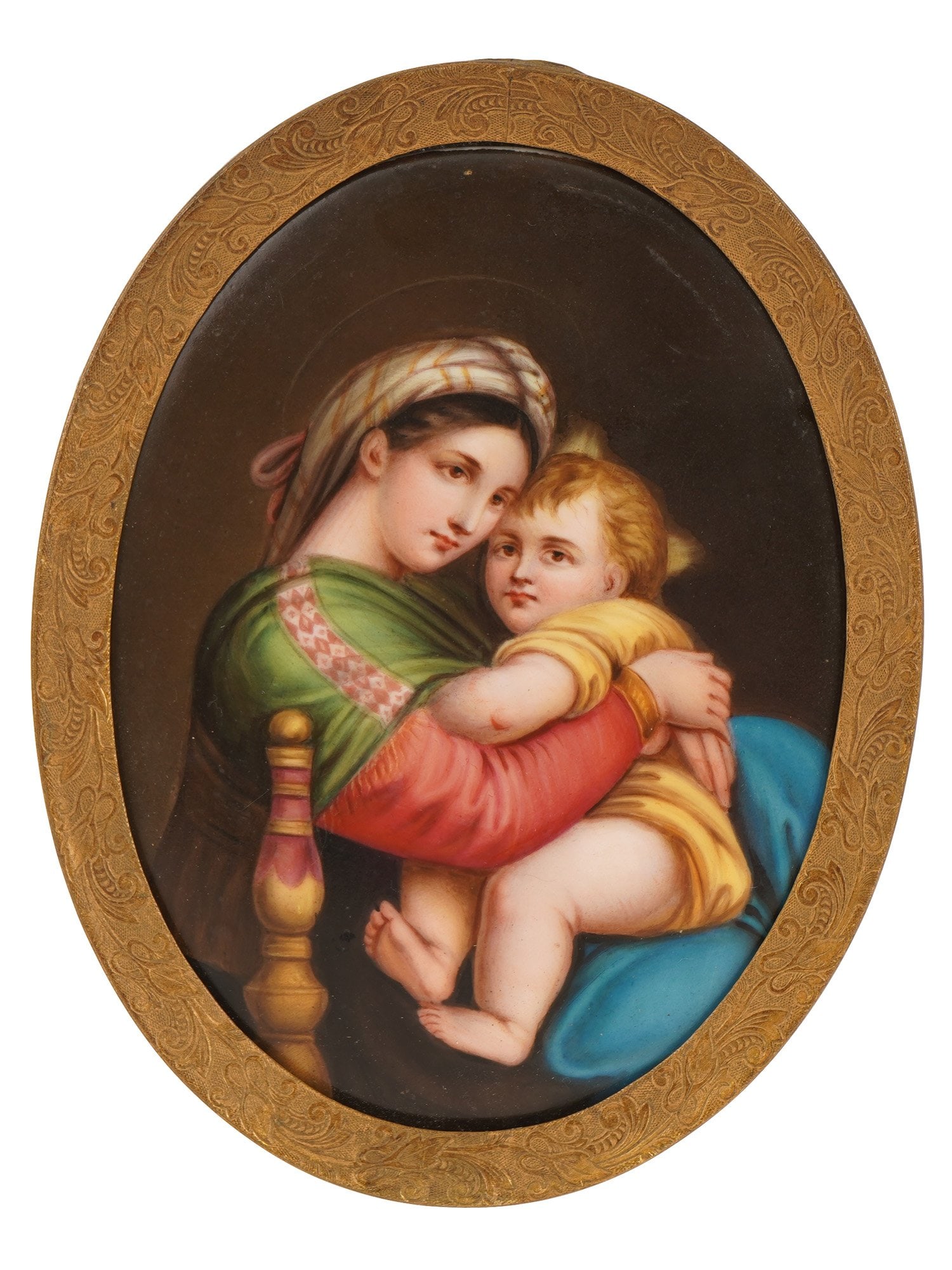 MADONNA AND CHILD MINI PAINTING ON PORCELAIN PLAQUE (1 of 5)