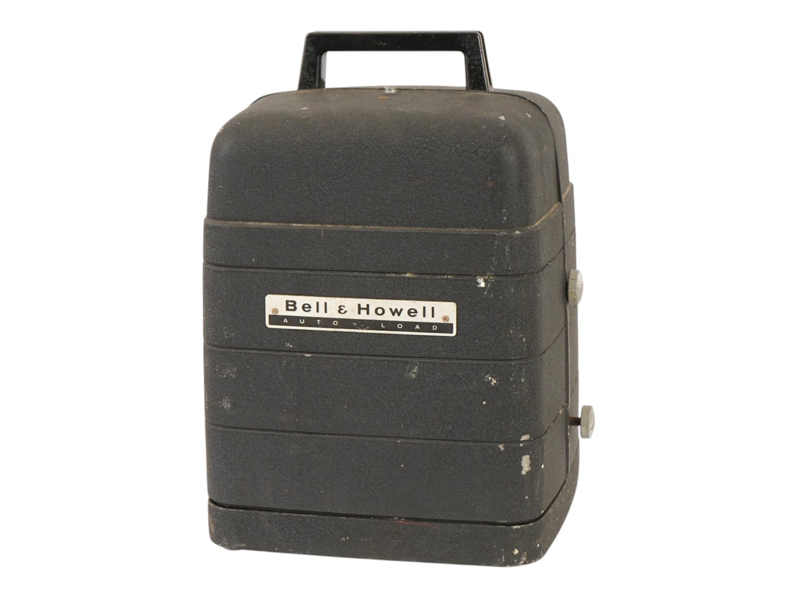 VINTAGE AMERICAN BELL HOWELL PROJECTOR MODEL 256 AS: A vintage American Bell and Howell projector, Model 256 AS Auto Load, designed for viewing 8mm film. The model is equipped with an automatic film loading mechanism. The projector comes with a durable 