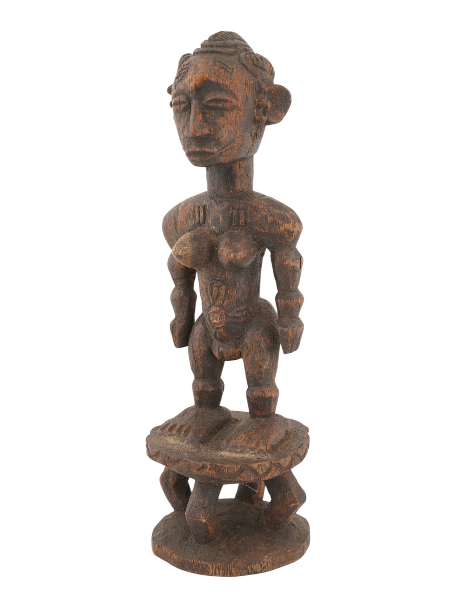 AFRICAN CHOKWE TRIBE CARVED WOOD STATUE FROM CONGO (1 of 7)