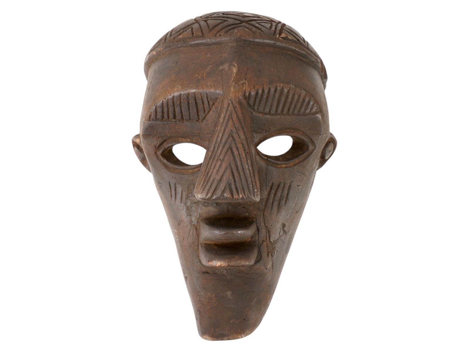 AFRICAN LWALWA TRIBE CARVED WOOD MASK FROM CONGO (1 of 9)