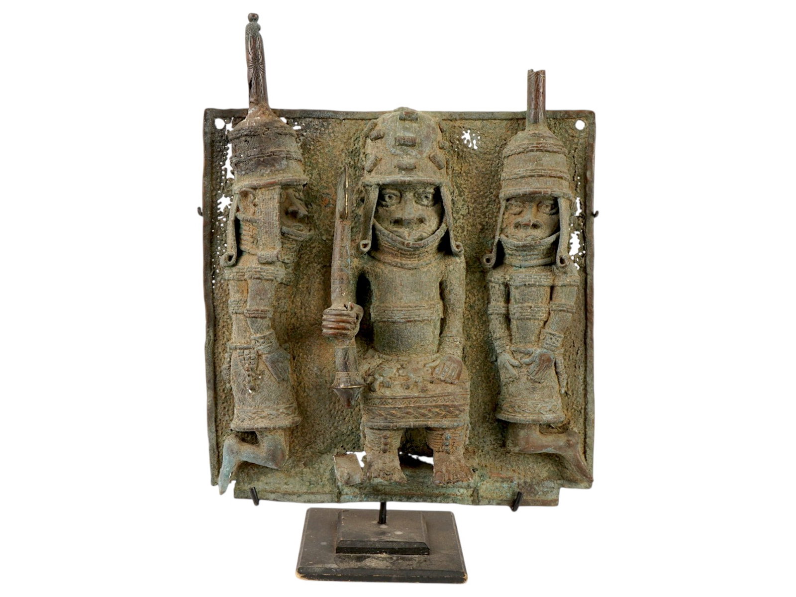 AFRICAN NIGERIAN BENIN EDO PEOPLE CAST BRONZE PLAQUE (1 of 12)