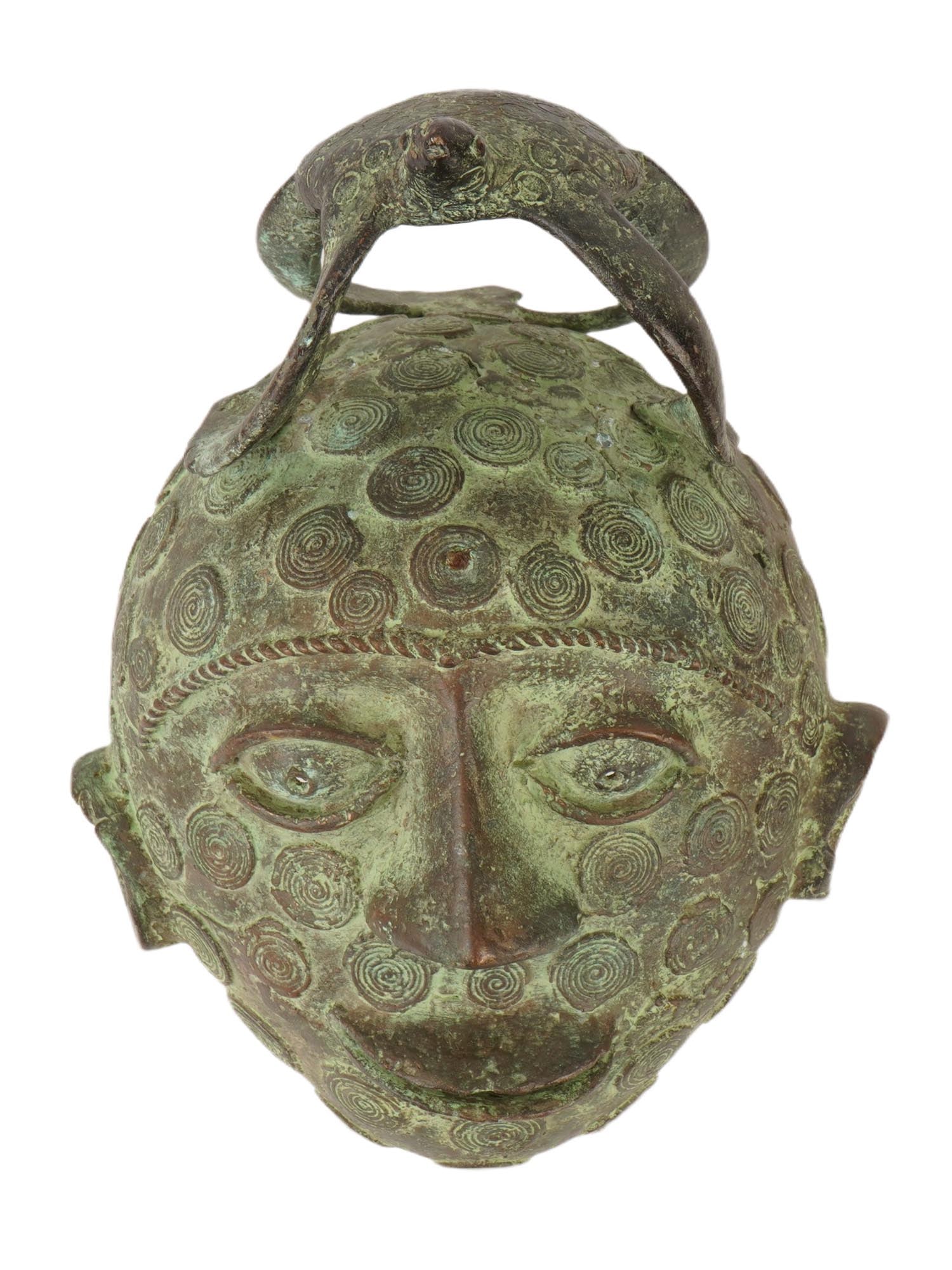 CENTRAL AFRICAN CAMEROON BRONZE TIKAR HELMET MASK (1 of 6)