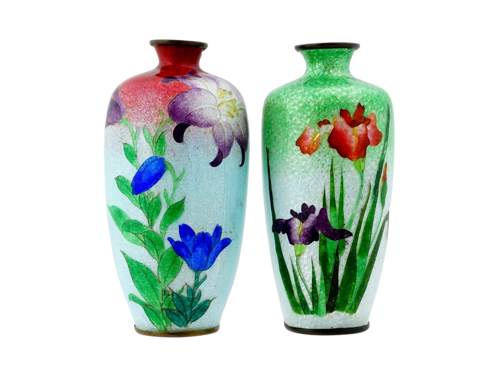 PAIR OF ANTIQUE JAPANESE GINBARI CLOISONNE ENAMEL VASES (1 of 10)
