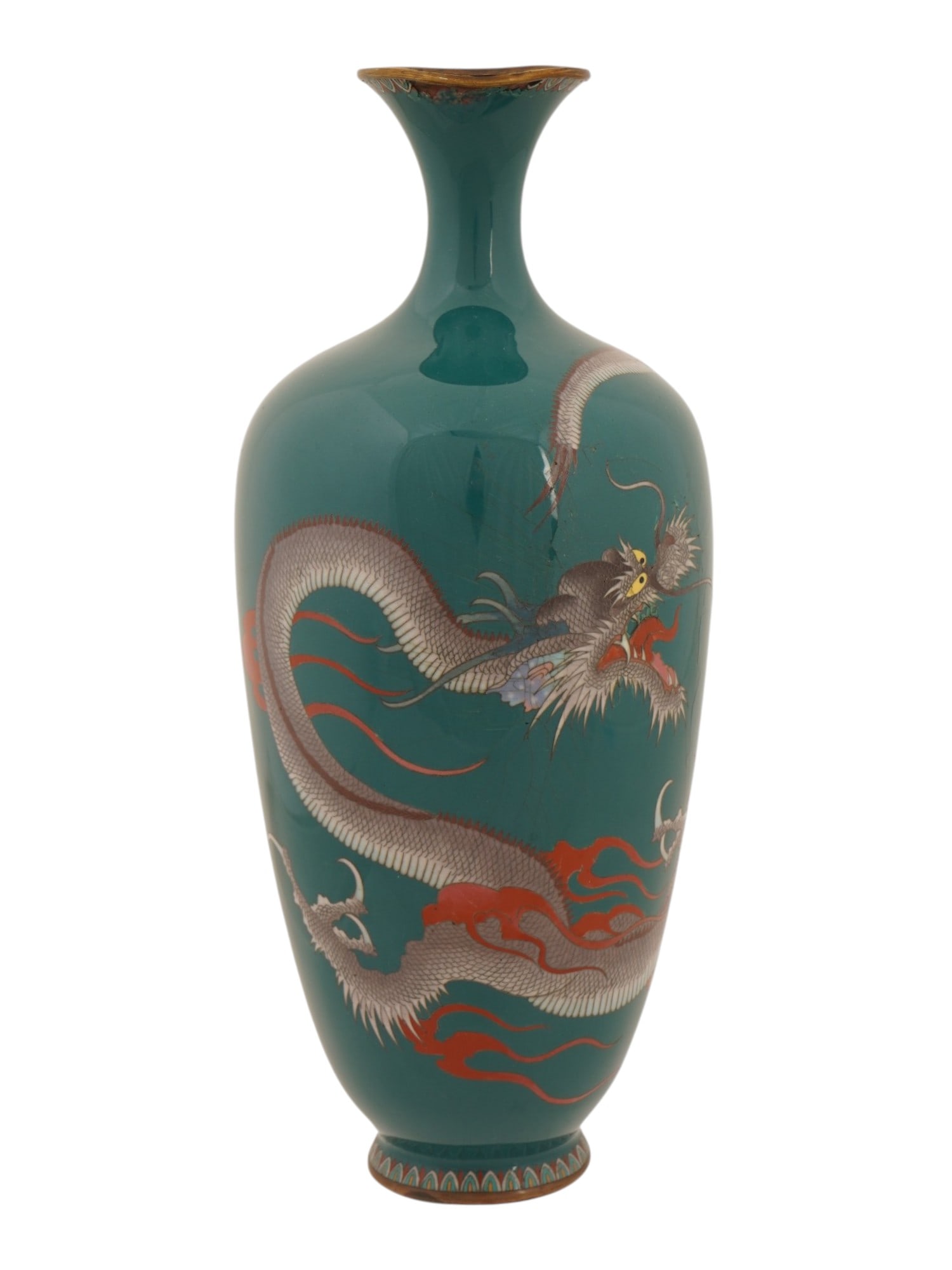 LARGE JAPANESE MEIJI CLOISONNE ENAMEL DRAGON VASE (1 of 9)