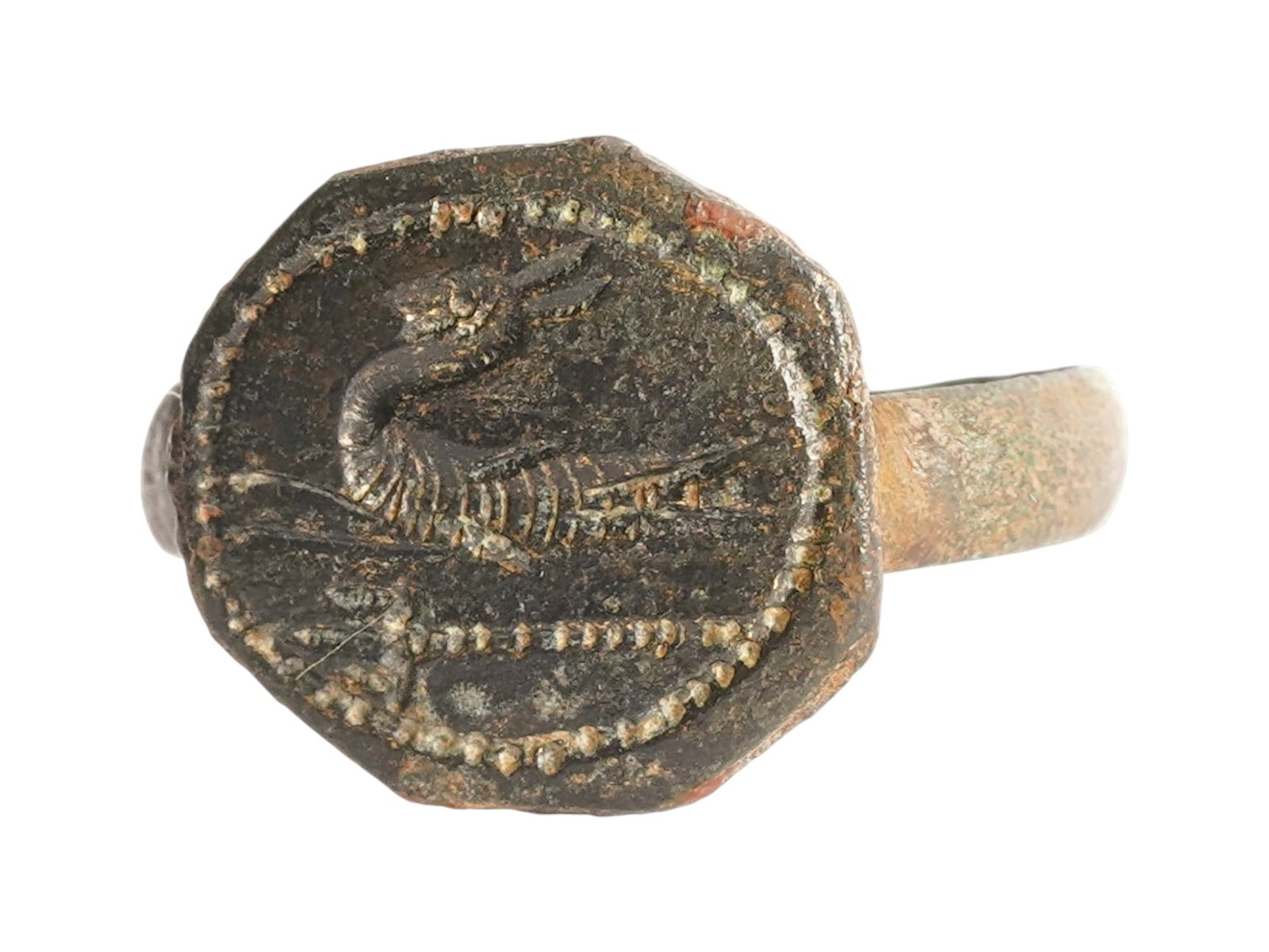 ANCIENT GRECO ROMAN BRONZE SIGNET RING 200 BC TO 100 AD (1 of 6)
