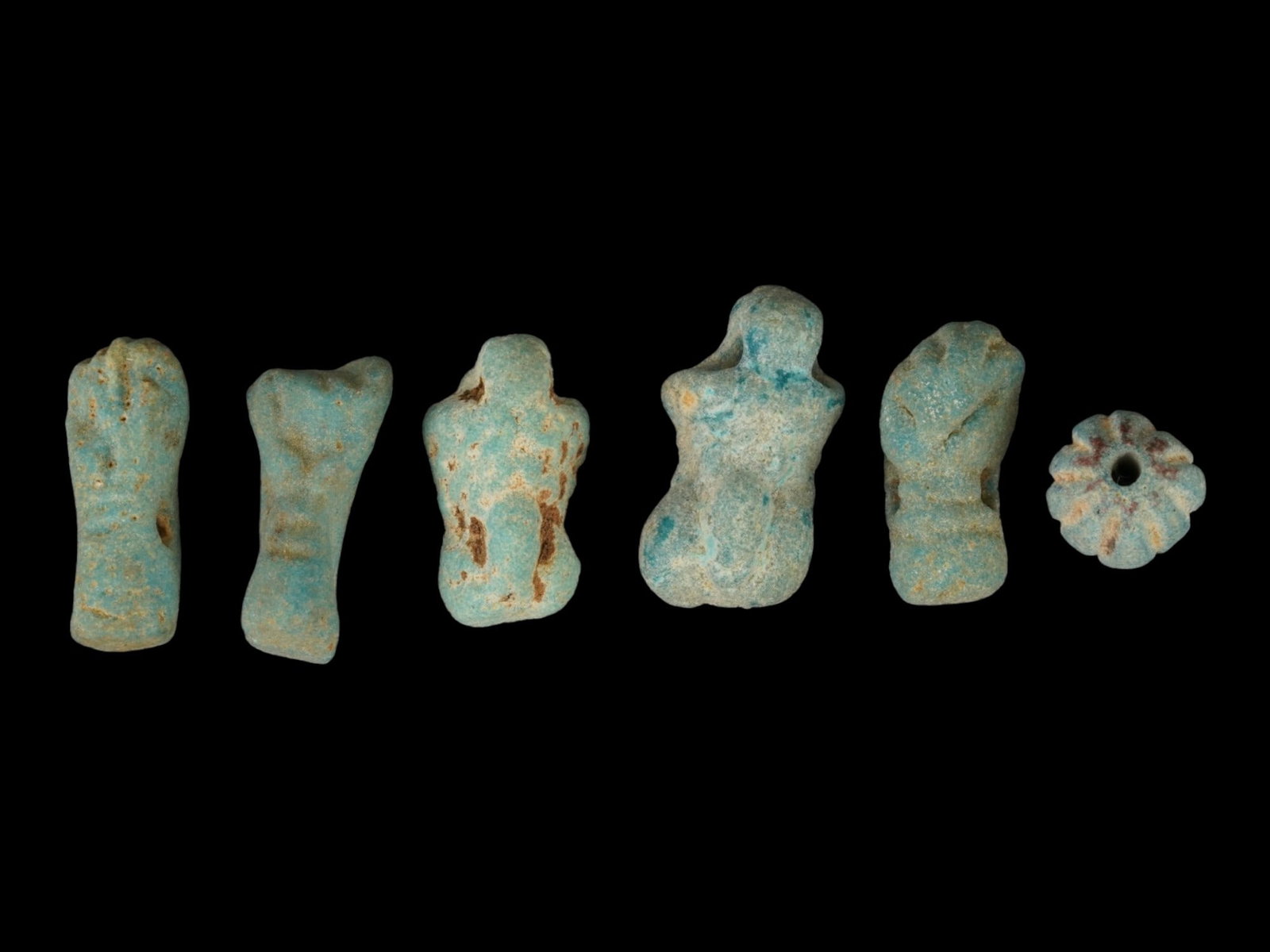 GROUP OF ANCIENT EGYPTIAN FAIENCE EROTIC PENDANTS (1 of 5)