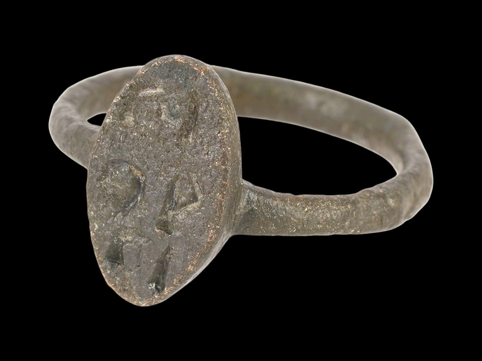 ANCIENT BYZANTINE BRONZE SIGNET RING 400 TO 600 AD (1 of 5)
