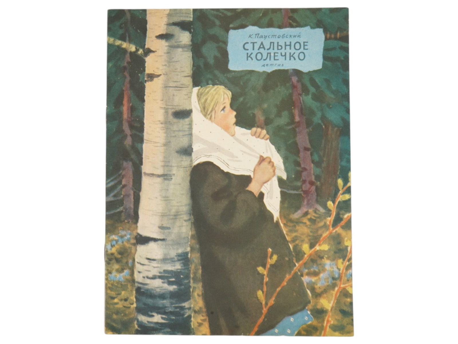 VTG RUSSIAN SOVIET CHILDRENS BOOK KONSTANTIN PAUSTOVSKY: A vintage Russian Soviet childrens book edition titled The Steel Ring by Konstantin Paustovsky, published in Moscow by Detgiz in 1963. Intended for preschool readers, the book presents a short story a